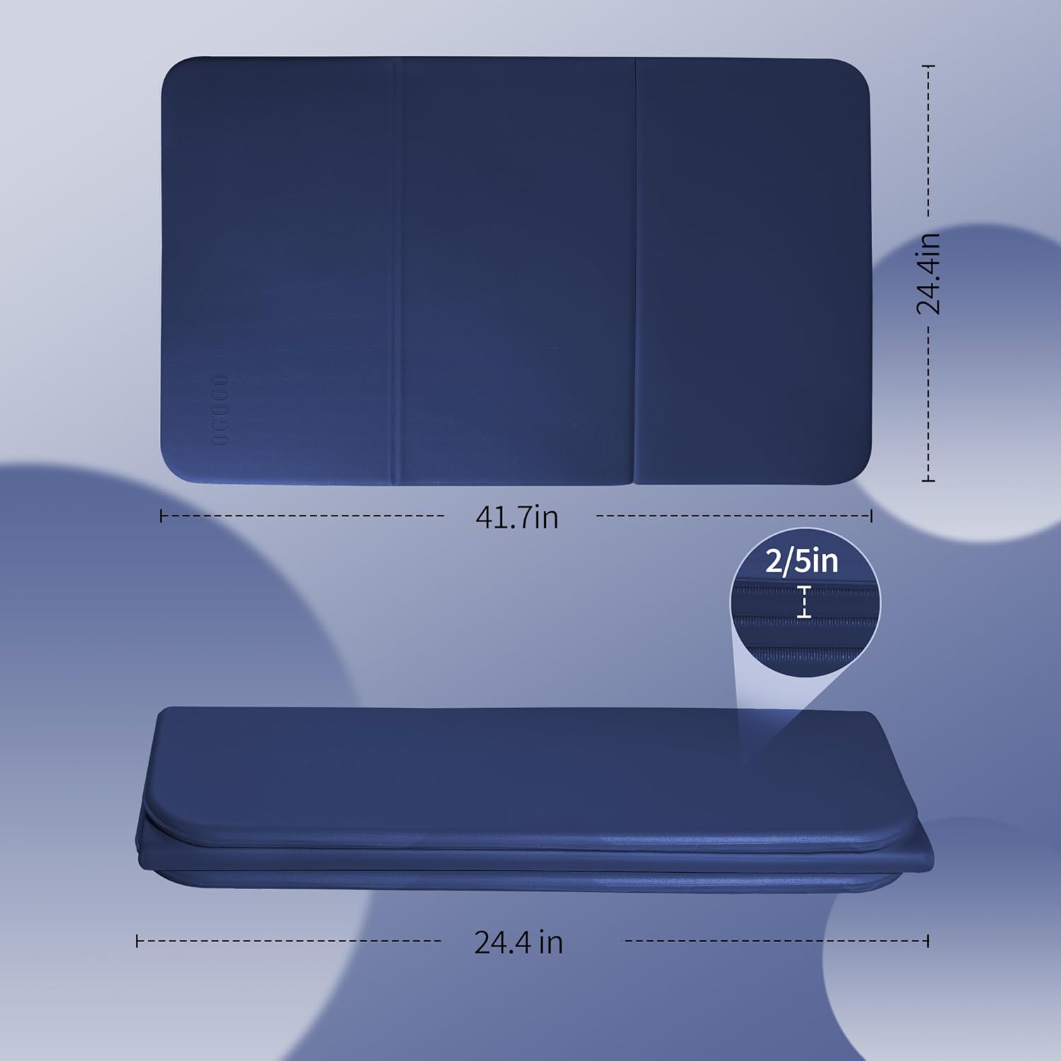 Kids Yoga Mat Extra Thick 2/5 Inches,Portable Folding Exercise Mat(41.7"x24.4") for Children, Non-Slip POE Material, Lightweight & Eco-Friendly,Multi-Purpose Mini Yoga Mats for Travel or Child Sports Dark Navy Blue