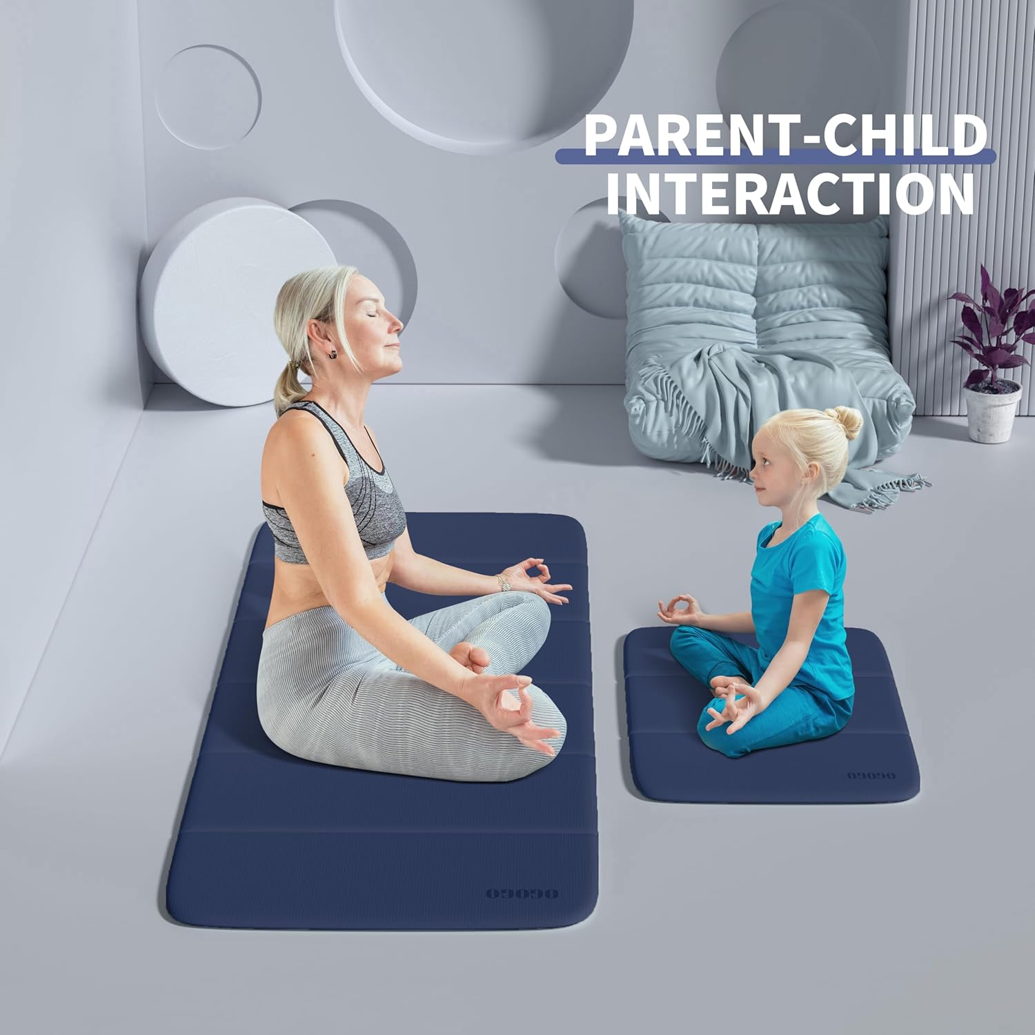 Kids Yoga Mat Extra Thick 2/5 Inches,Portable Folding Exercise Mat(41.7"x24.4") for Children, Non-Slip POE Material, Lightweight & Eco-Friendly,Multi-Purpose Mini Yoga Mats for Travel or Child Sports Dark Navy Blue