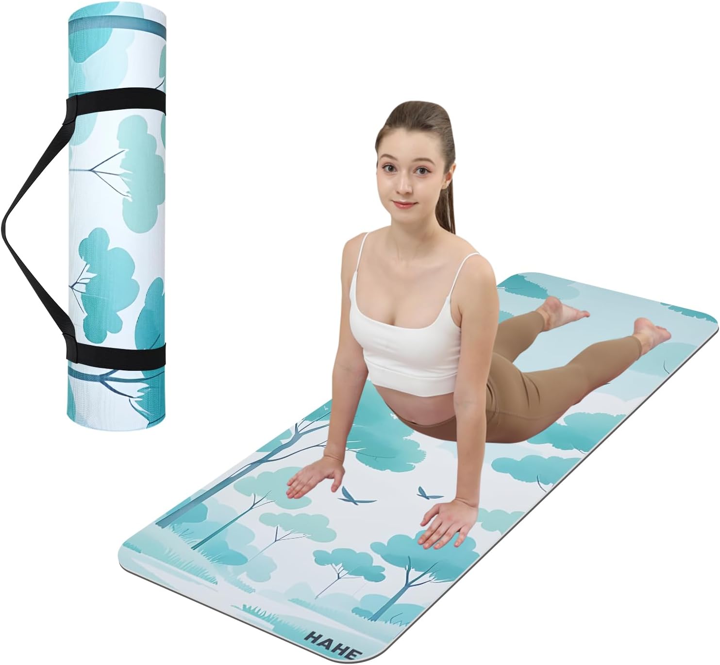 Non Slip Yoga Mat Thick (8MM,0.31"), POE Material High Rebound,Suitable for Yoga, Pilates, Fitness, and More, Provides Superior Cushioning and Support, Durable and Long-Lasting (72" x 24") with Carrying Strap