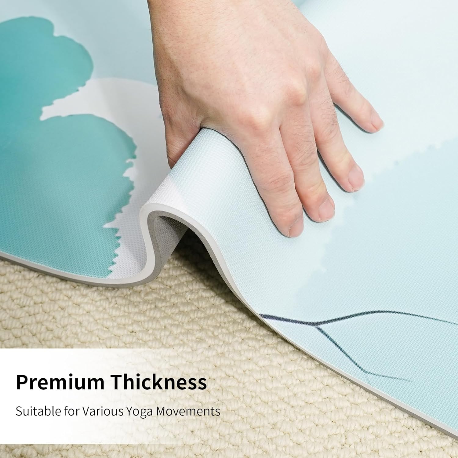 Non Slip Yoga Mat Thick (8MM,0.31"), POE Material High Rebound,Suitable for Yoga, Pilates, Fitness, and More, Provides Superior Cushioning and Support, Durable and Long-Lasting (72" x 24") with Carrying Strap