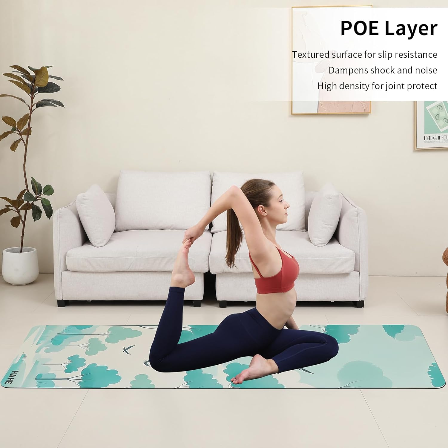 Non Slip Yoga Mat Thick (8MM,0.31"), POE Material High Rebound,Suitable for Yoga, Pilates, Fitness, and More, Provides Superior Cushioning and Support, Durable and Long-Lasting (72" x 24") with Carrying Strap