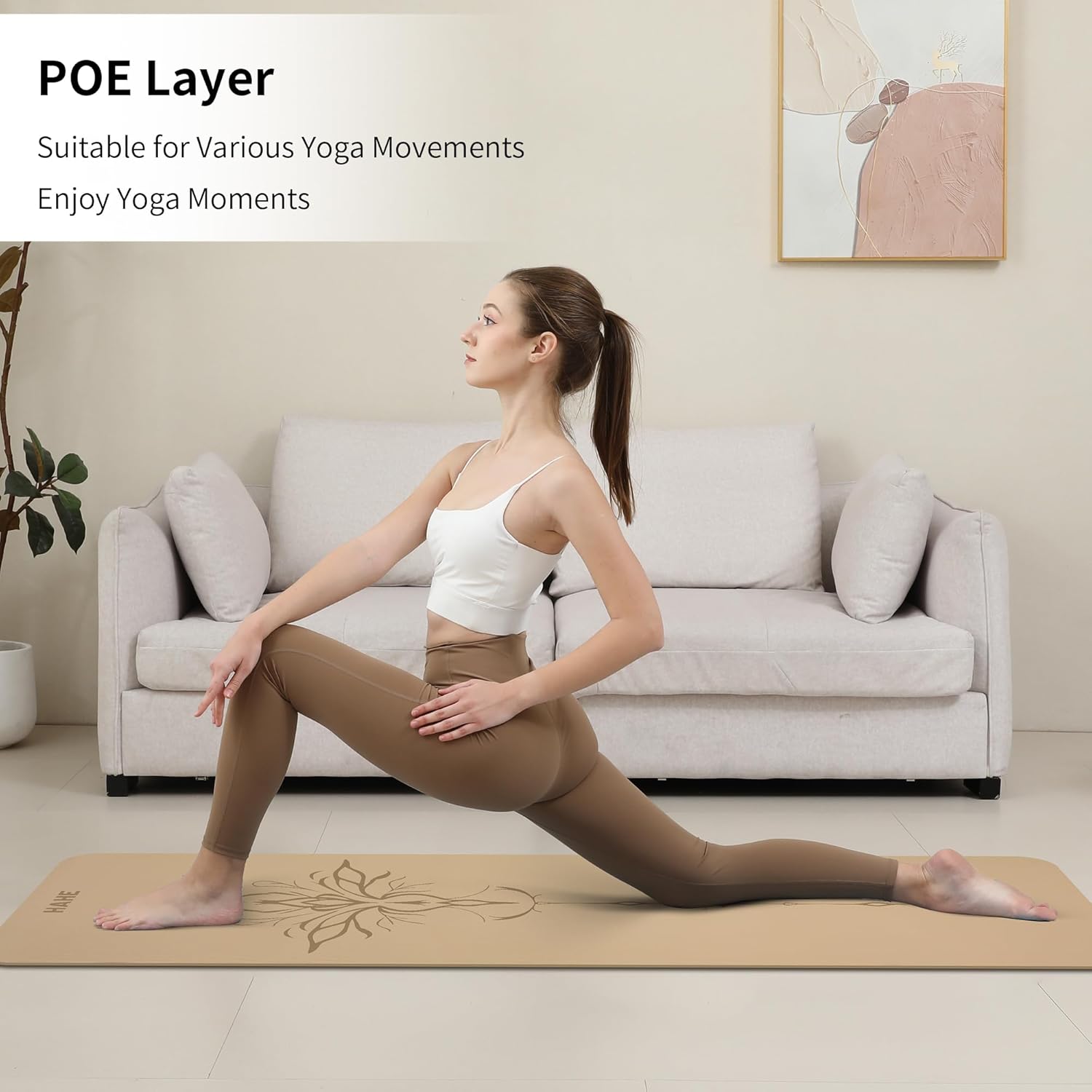 Yoga Mat Thick (8MM,1/3"), Eco-Friendly POE Non Slip Yoga Mat, High Rebound & Shock Absorption, Anti-Tear & Sweat-Resistant for Yoga, Fitness, Home, Workouts, Large Pilates Mats 72"x24" with Carrying Strap