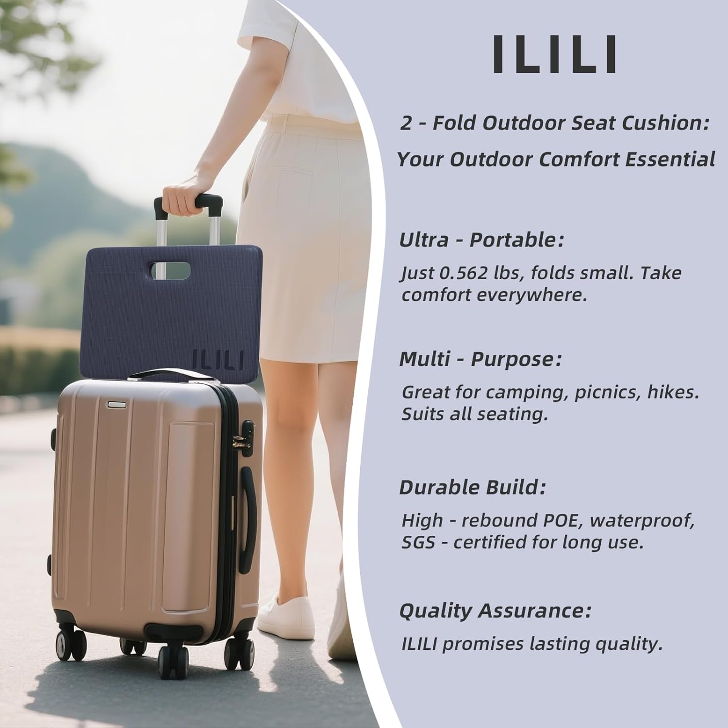 Foldable Yoga Kneeling Mat 1inch, TPE Soft Cushion for Knee Push-ups, Plank Support Pad, Elbow/Knee Support Folding Mat, Portable and Lightweight for Yoga Pilates, Fitness Exercise, Outdoor