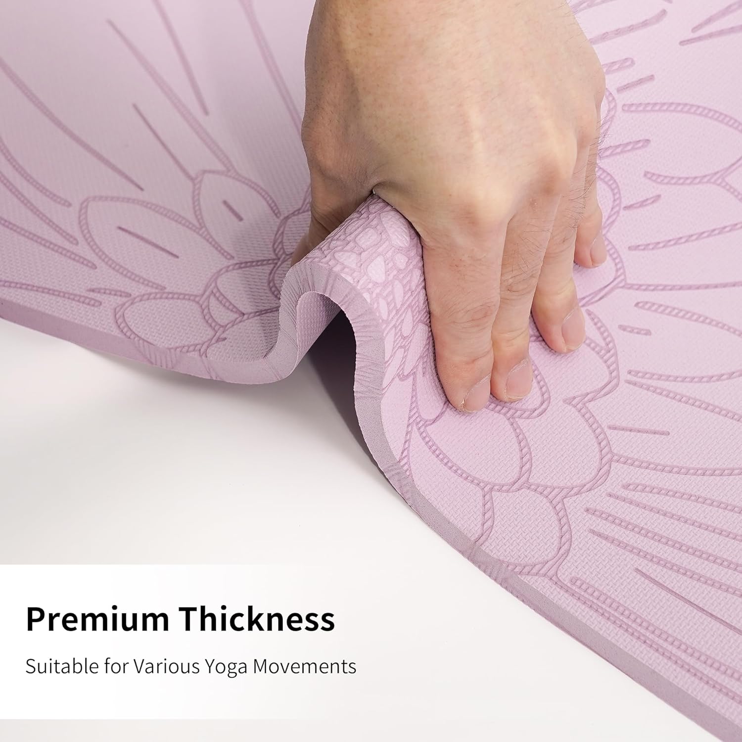 Yoga Mat Thick (8MM,1/3"), Eco-Friendly POE Non Slip Yoga Mat, High Rebound & Shock Absorption, Anti-Tear & Sweat-Resistant for Yoga, Fitness, Home, Workouts, Large Pilates Mats 72"x24" with Carrying Strap