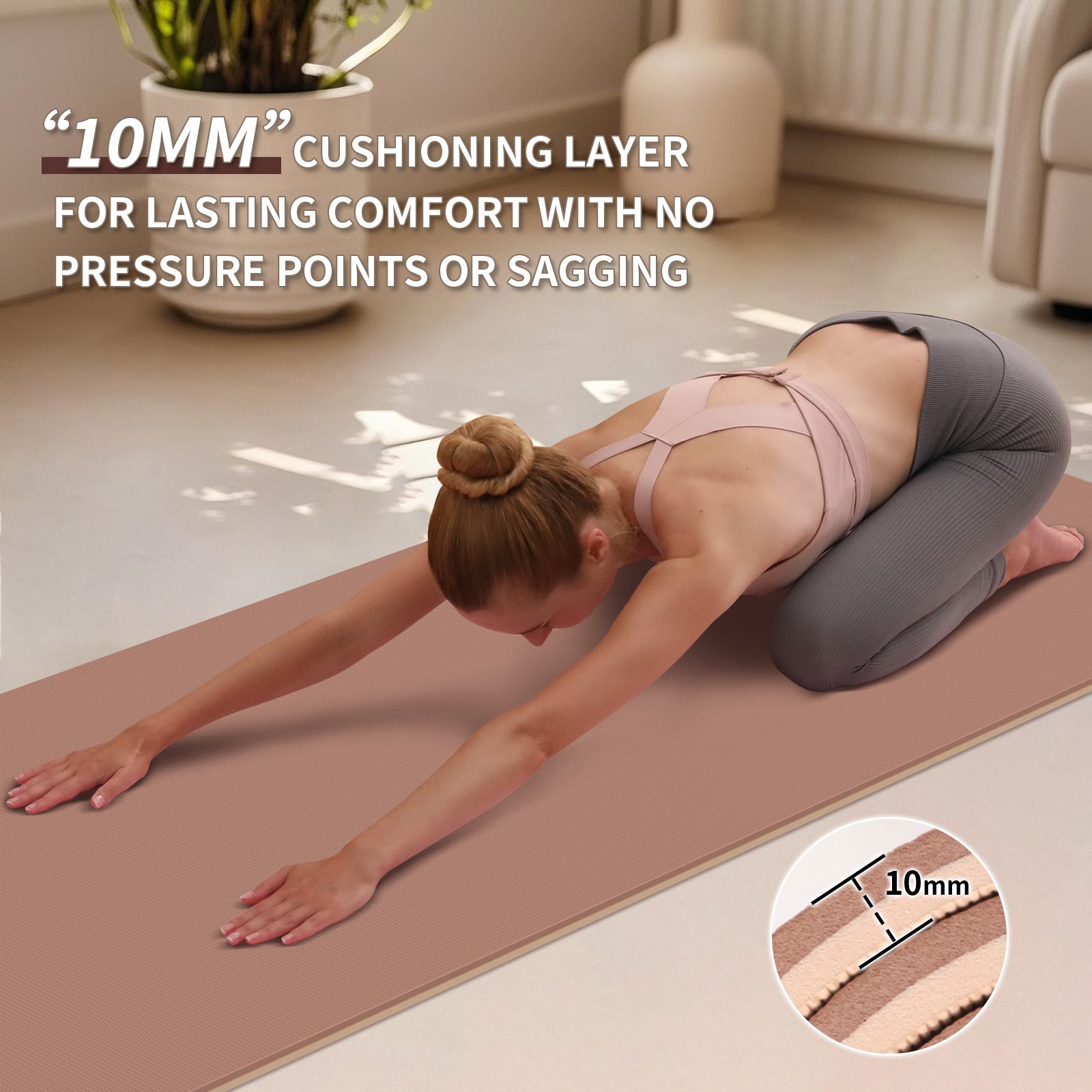 Yoga Mat Non Slip Anti-tear,extra thick-2/5 inch（10MM）High Resiliency Professional POE Yoga Mats for Women Men Kids,72"x24"inch,Workout, Yoga, Pilates and Floor Exercise, with Carrier Strap