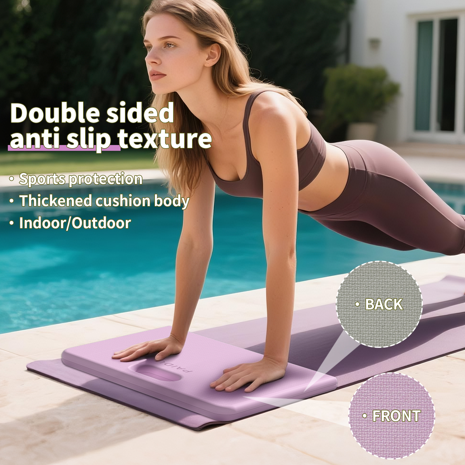 Yoga Knee Pad - 1 Inch Thick with Extra Cushioning, Pain-Free for Knees, Elbows, Wrists and Back | Foldable and Multi-Functional, Suitable for Home Gym, Pilates, Plank, Abdominal Training Fitness Mat