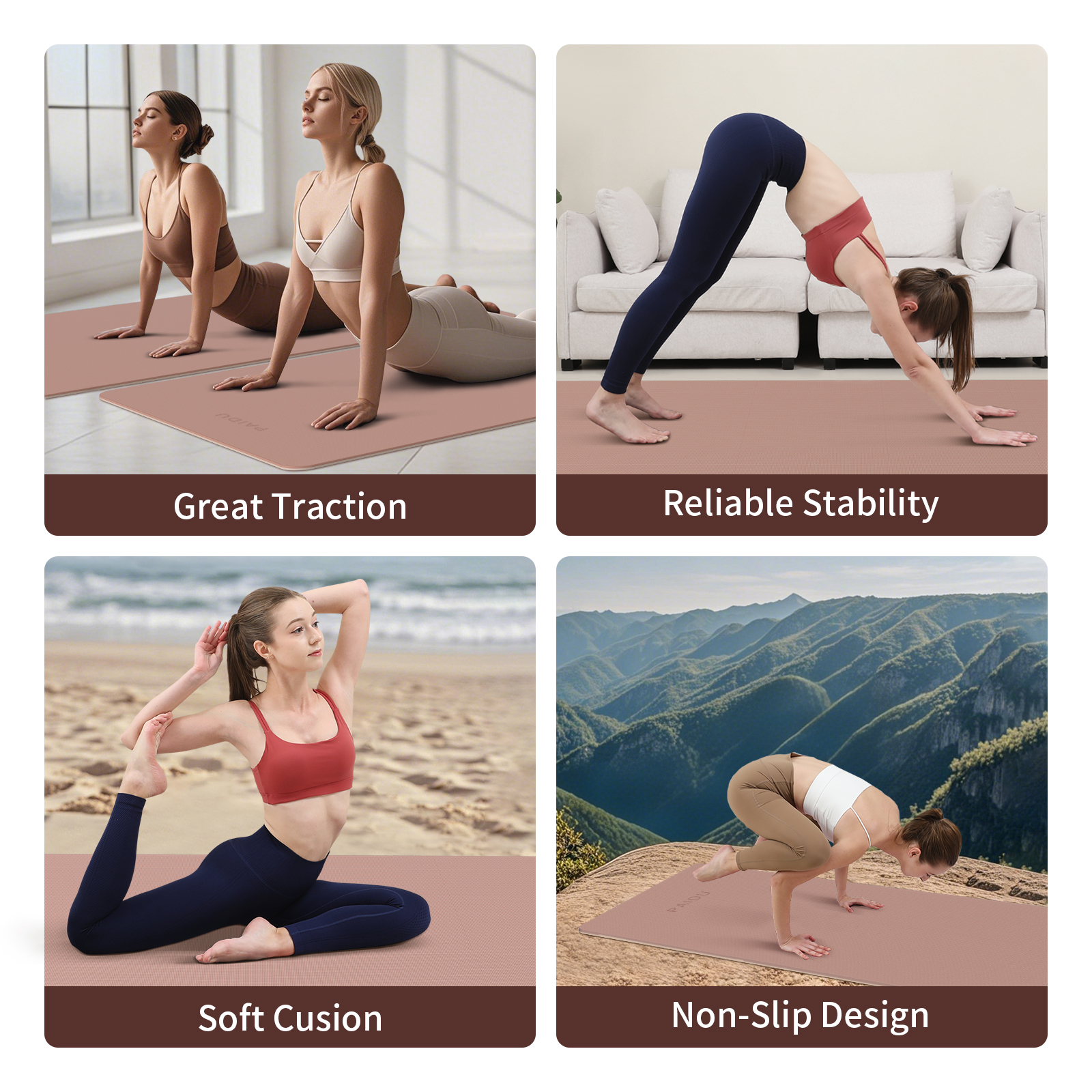 Yoga Mat Non Slip Anti-tear,extra thick-2/5 inch（10MM）High Resiliency Professional POE Yoga Mats for Women Men Kids,72"x24"inch,Workout, Yoga, Pilates and Floor Exercise, with Carrier Strap