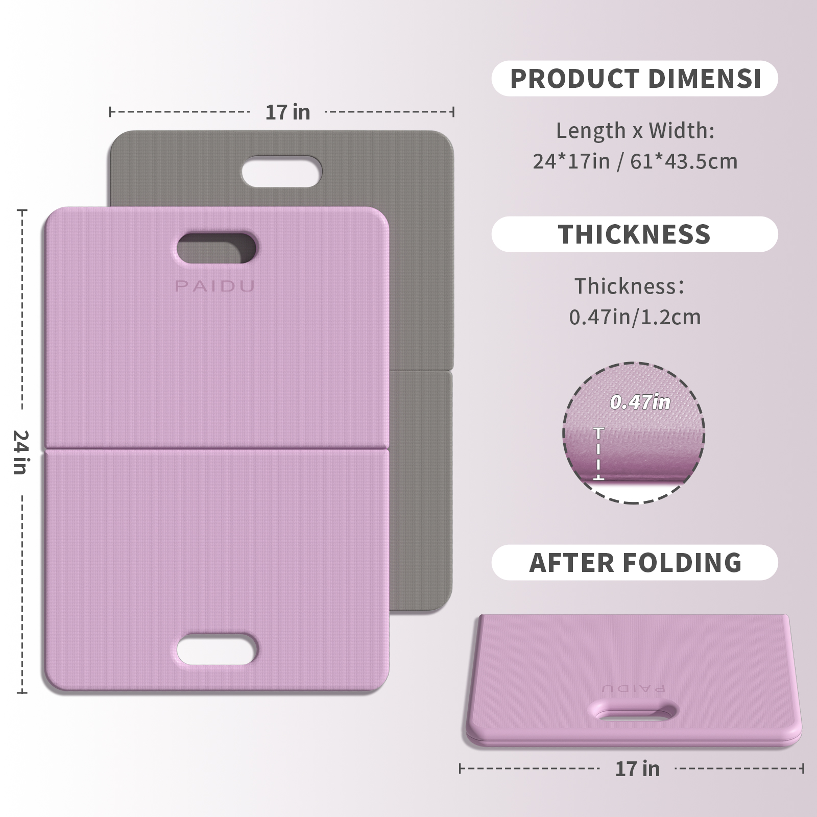 Yoga Knee Pad - 1 Inch Thick with Extra Cushioning, Pain-Free for Knees, Elbows, Wrists and Back | Foldable and Multi-Functional, Suitable for Home Gym, Pilates, Plank, Abdominal Training Fitness Mat