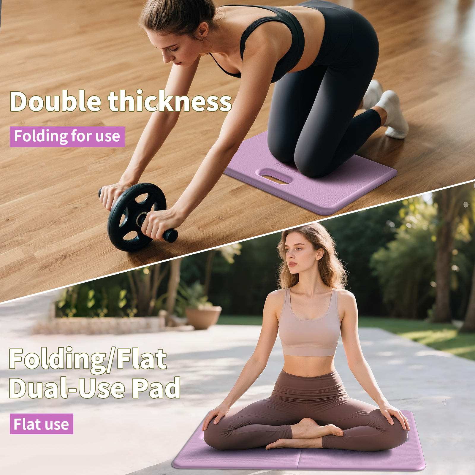 Yoga Knee Pad - 1 Inch Thick with Extra Cushioning, Pain-Free for Knees, Elbows, Wrists and Back | Foldable and Multi-Functional, Suitable for Home Gym, Pilates, Plank, Abdominal Training Fitness Mat