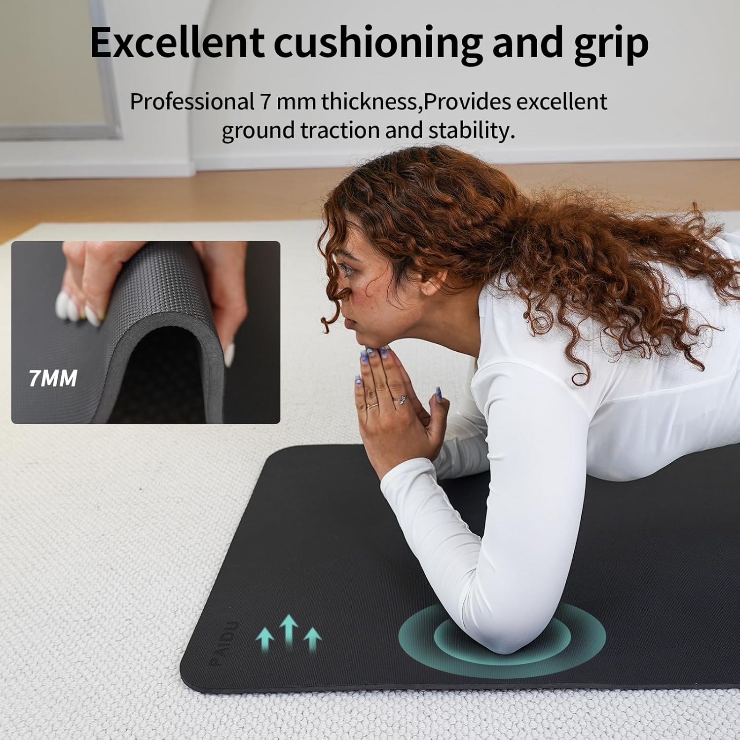 PIDO oga Mat Anti-slip, PU+TPE Upgraded Material, Anti-tear Black Professional Yoga Mat Black