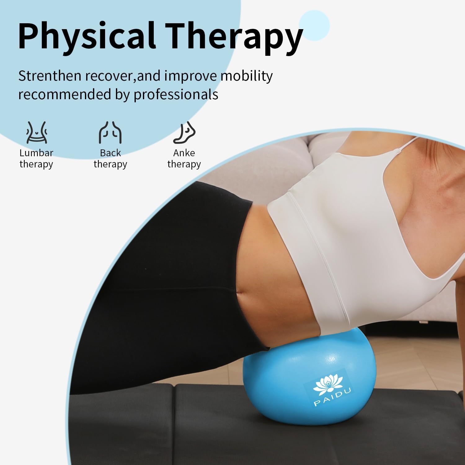 PIDO Pilates Ball 10-inch Core, Anti-Explosion and Anti-Slip Mini Yoga Balls blue