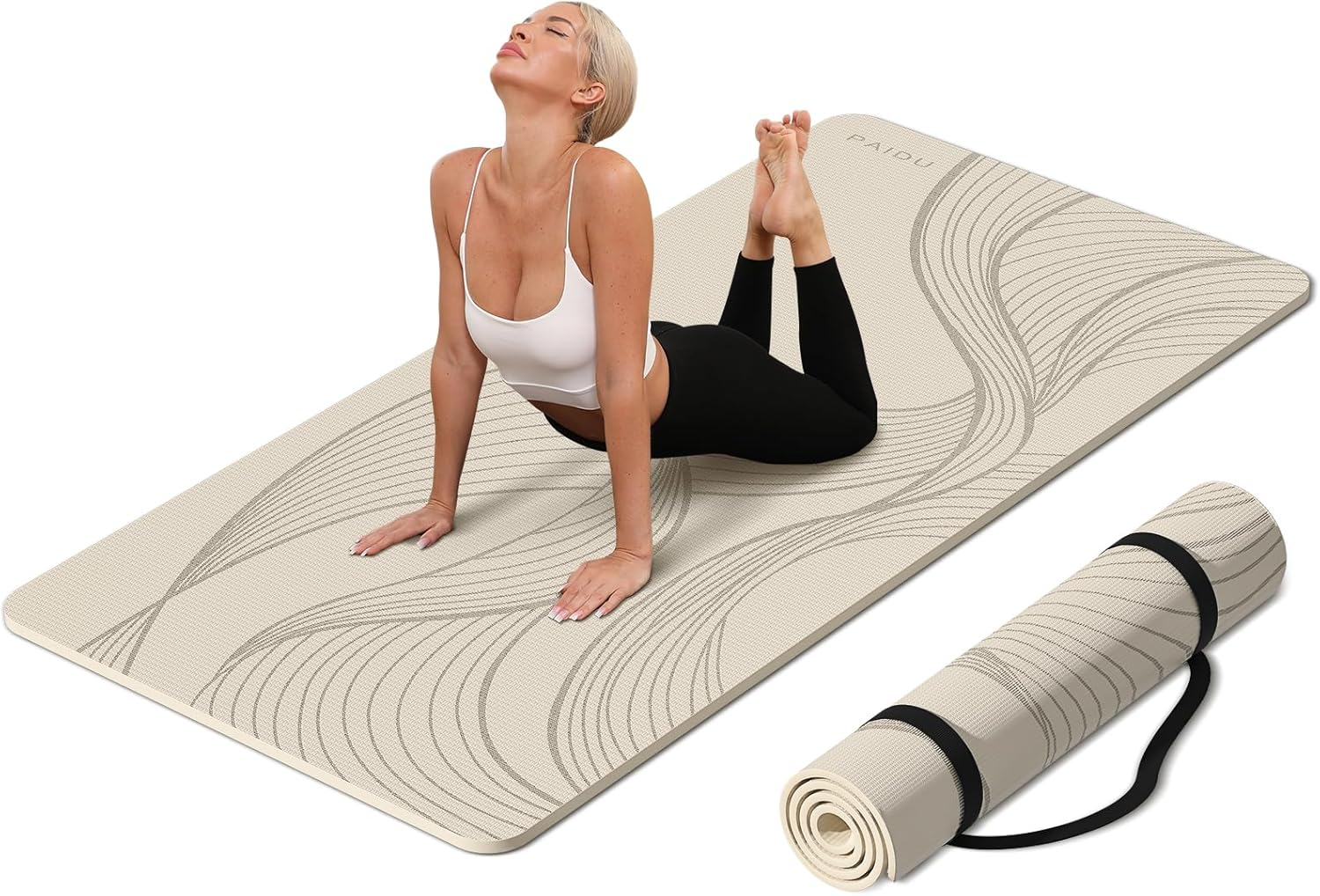 Large yoga mat extra wide and thick, comfortable non-slip exercise mat flooring for stretching, yoga studio, gym or home workout