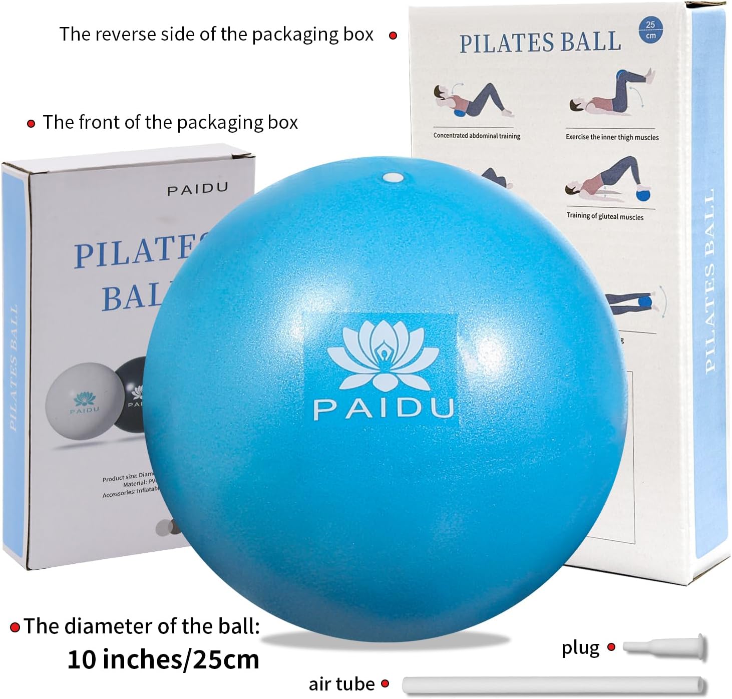 PIDO Pilates Ball 10-inch Core, Anti-Explosion and Anti-Slip Mini Yoga Balls blue