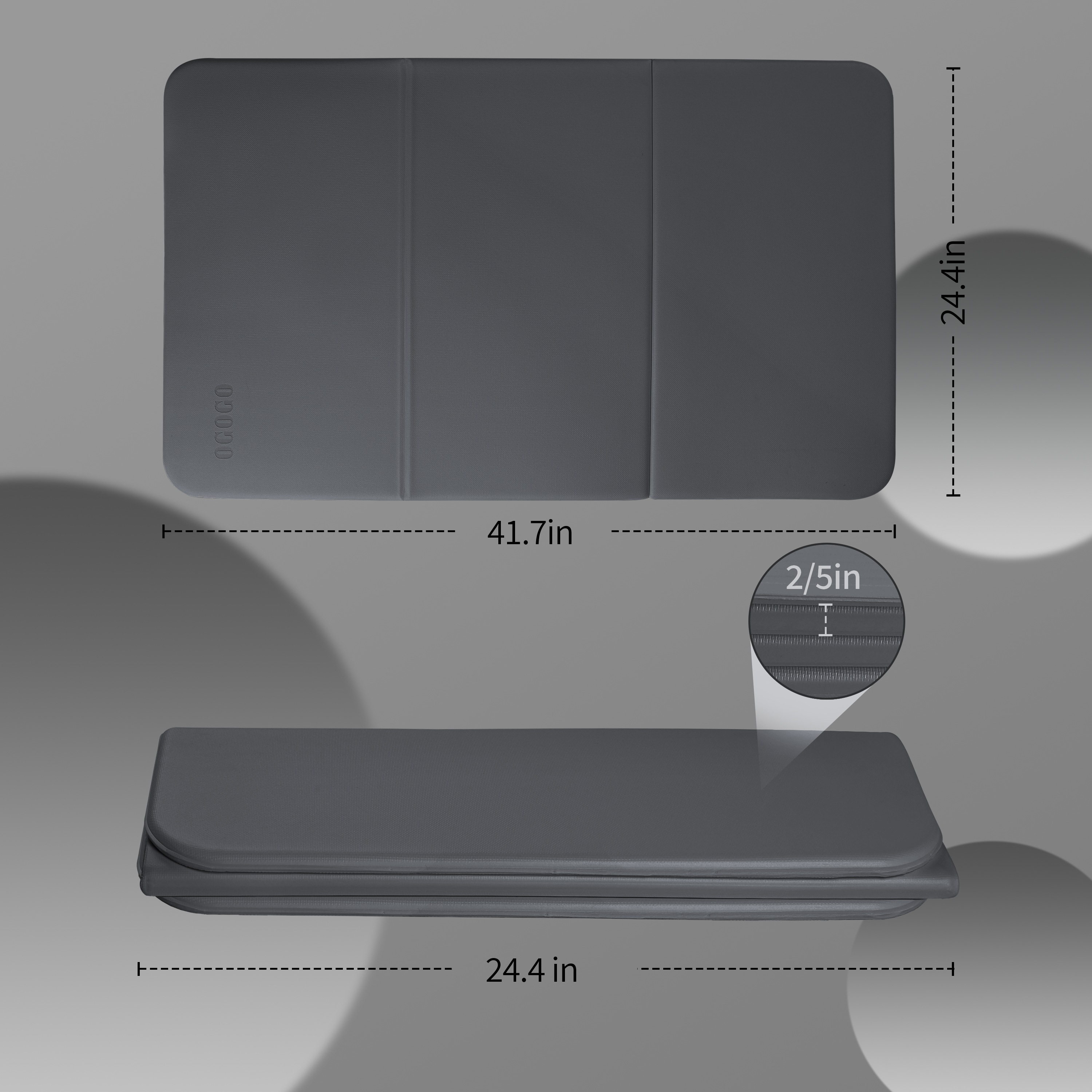 PIDO TPE Thickened Non-slip Outdoor Three-fold Yoga Mat Camping Fitness Portable Mat Grey