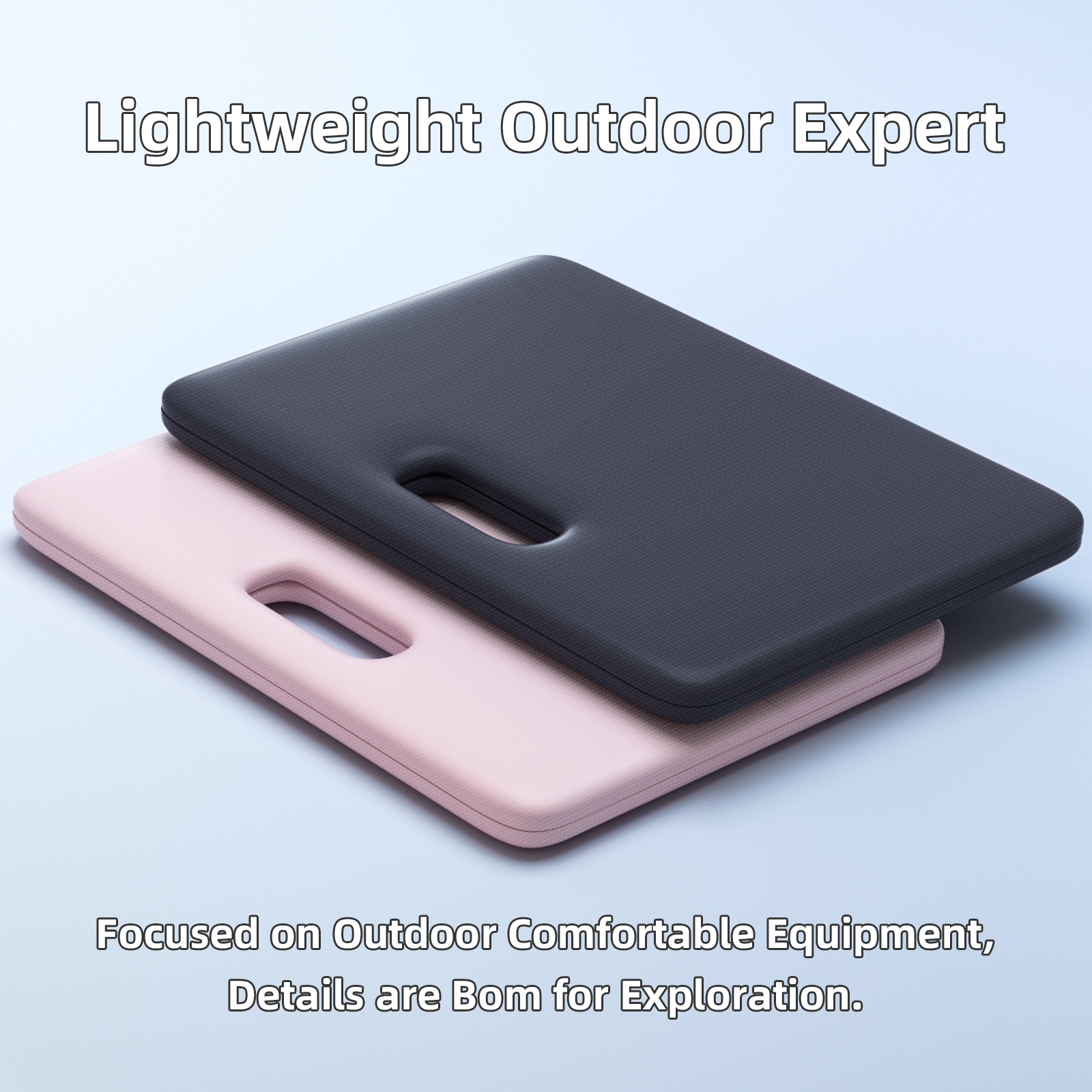 PIDO POE material two folding yoga mat non-slip shock absorption outdoor portable folding mat Navy blue