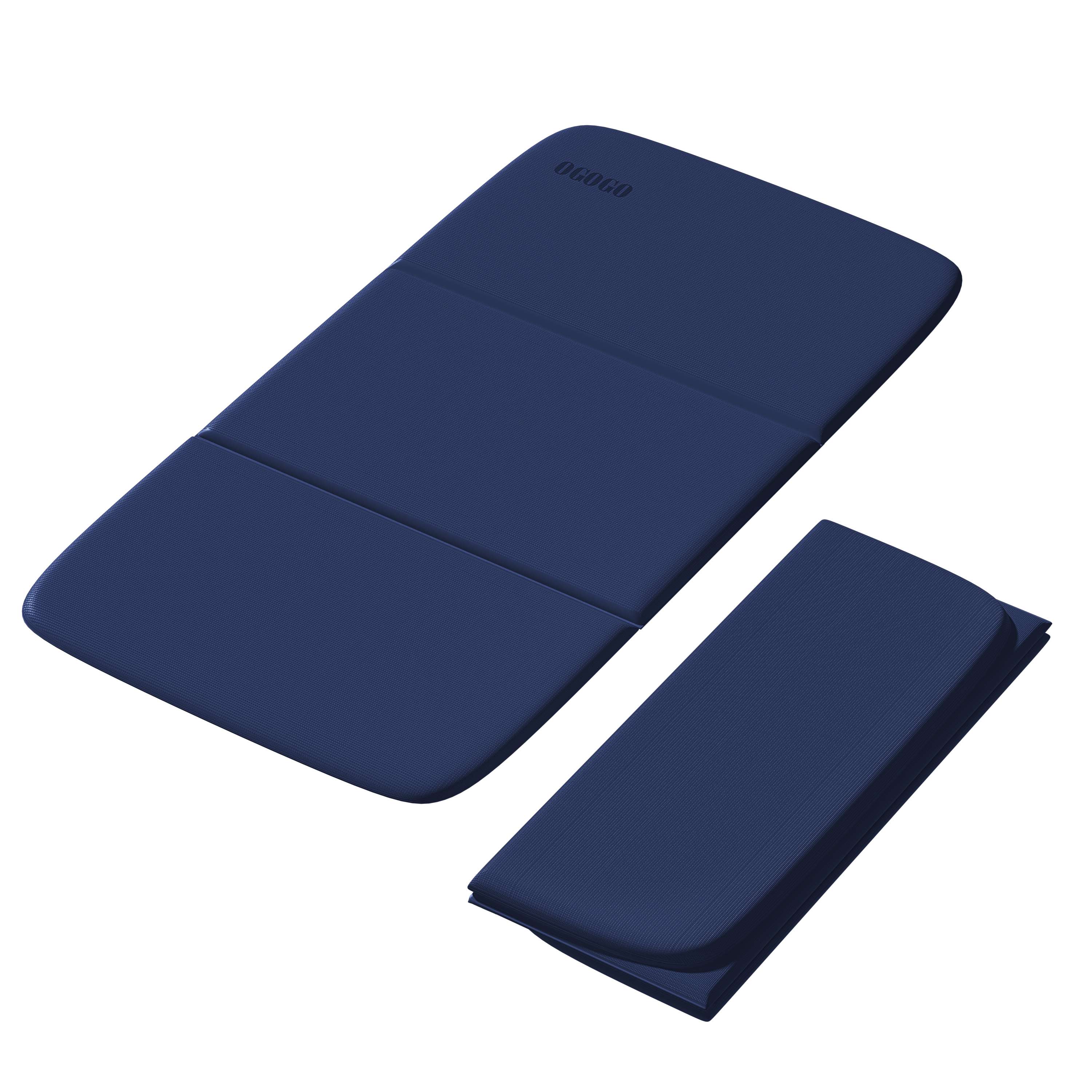 PIDO TPE Thickened Non-slip Outdoor Three-fold Yoga Mat Camping Fitness Portable Mat Navy Blue