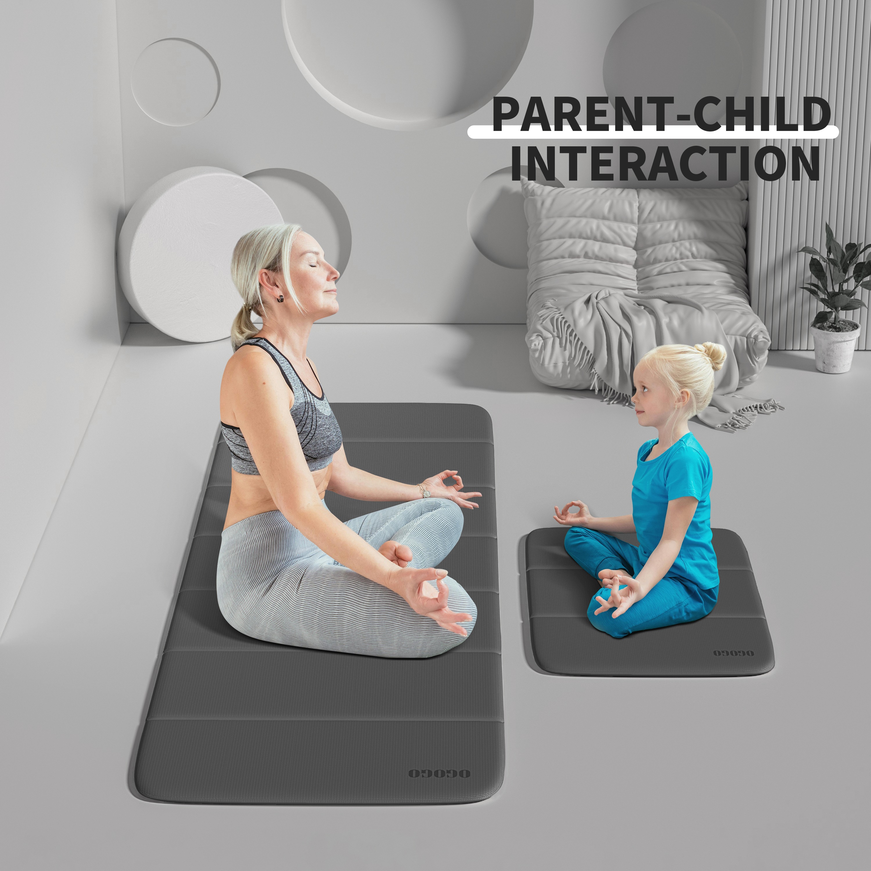 PIDO TPE Thickened Non-slip Outdoor Three-fold Yoga Mat Camping Fitness Portable Mat Grey