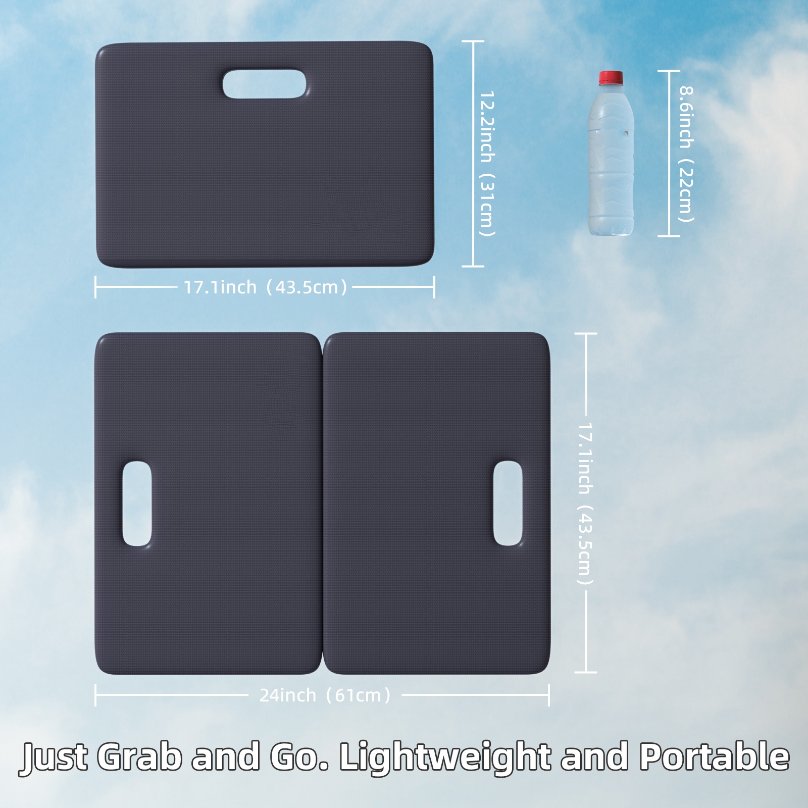 PIDO POE material two folding yoga mat non-slip shock absorption outdoor portable folding mat Navy blue