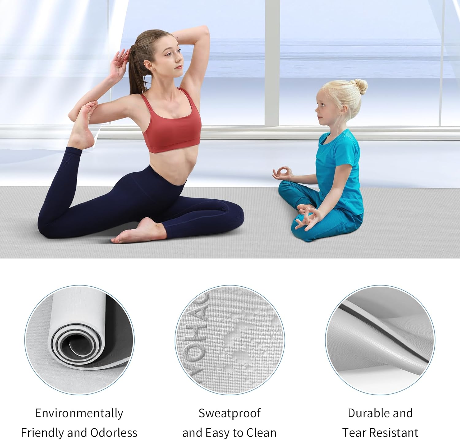 PIDO extra thick 8mm 6mm yoga mat double-sided non-slip exercise mat Dark Gray+Black