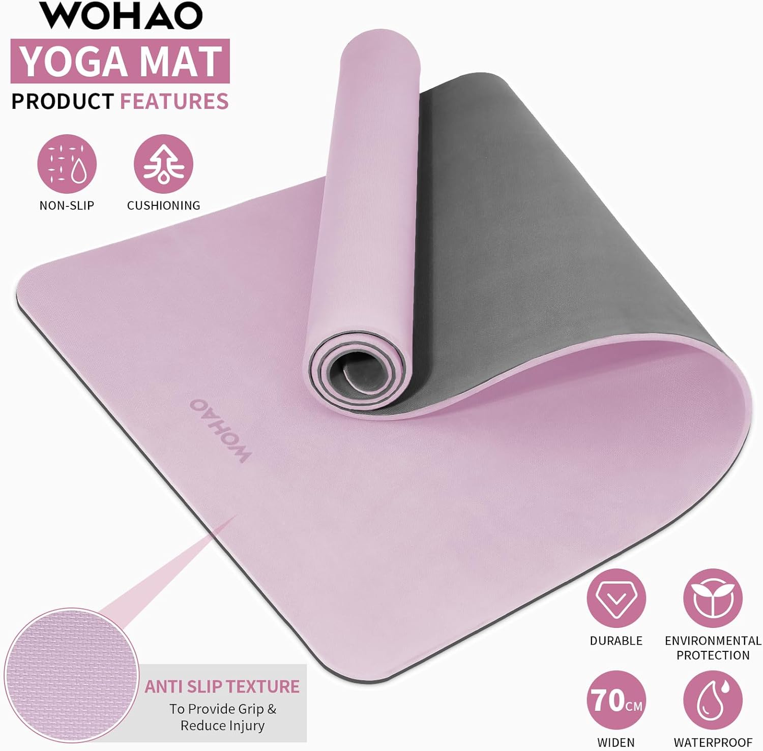 PIDO extra thick 8mm 6mm yoga mat double-sided non-slip exercise mat Dark Taro Purple+Gray