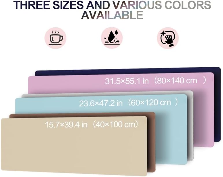 PIDO Reusable Writing Surface Desk Pad, PU with Silicone Coating, Multi-Color Non-Slip Mouse Pad Pink