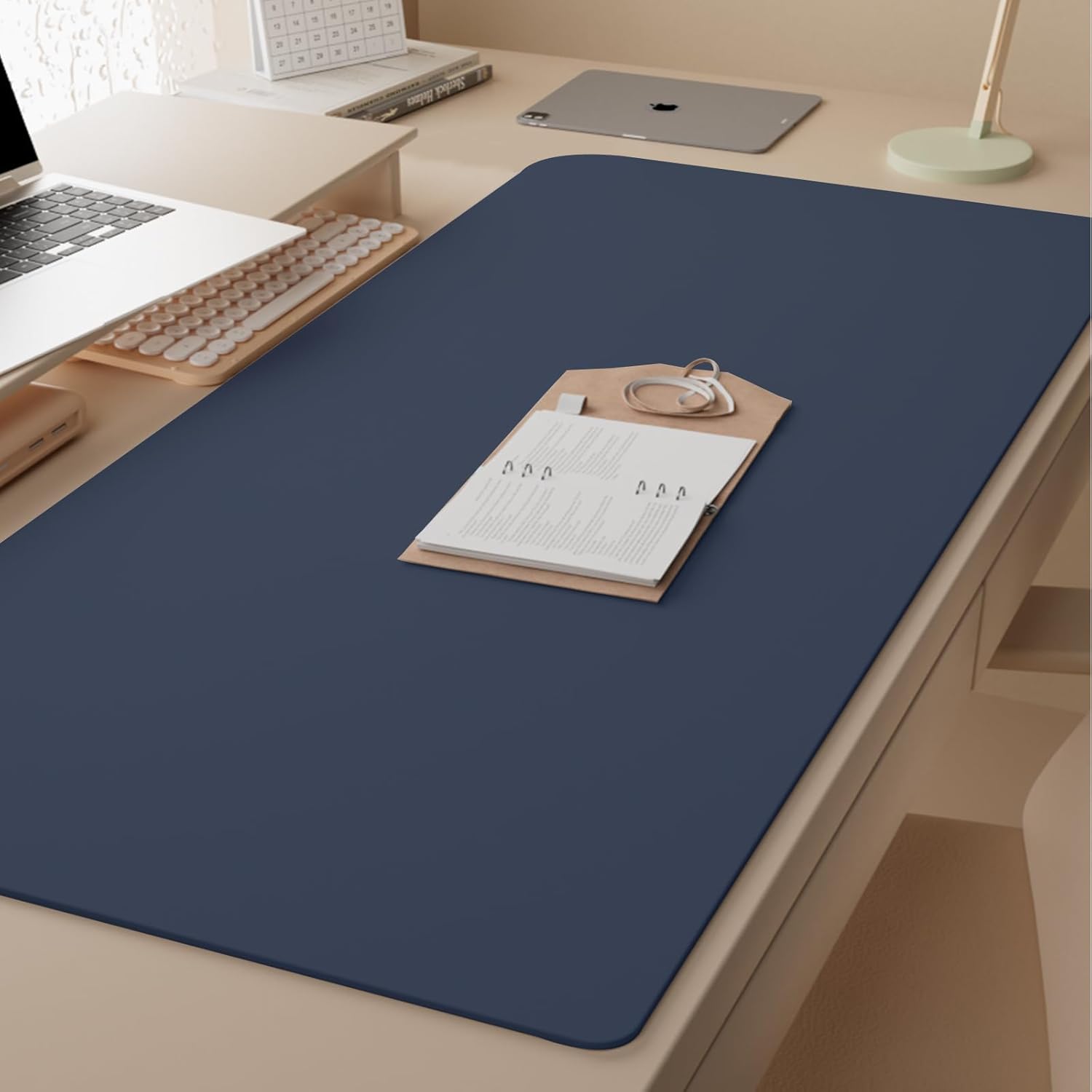 PIDO Reusable Writing Surface Desk Pad, PU with Silicone Coating, Multi-Color Non-Slip Mouse Pad Khaki