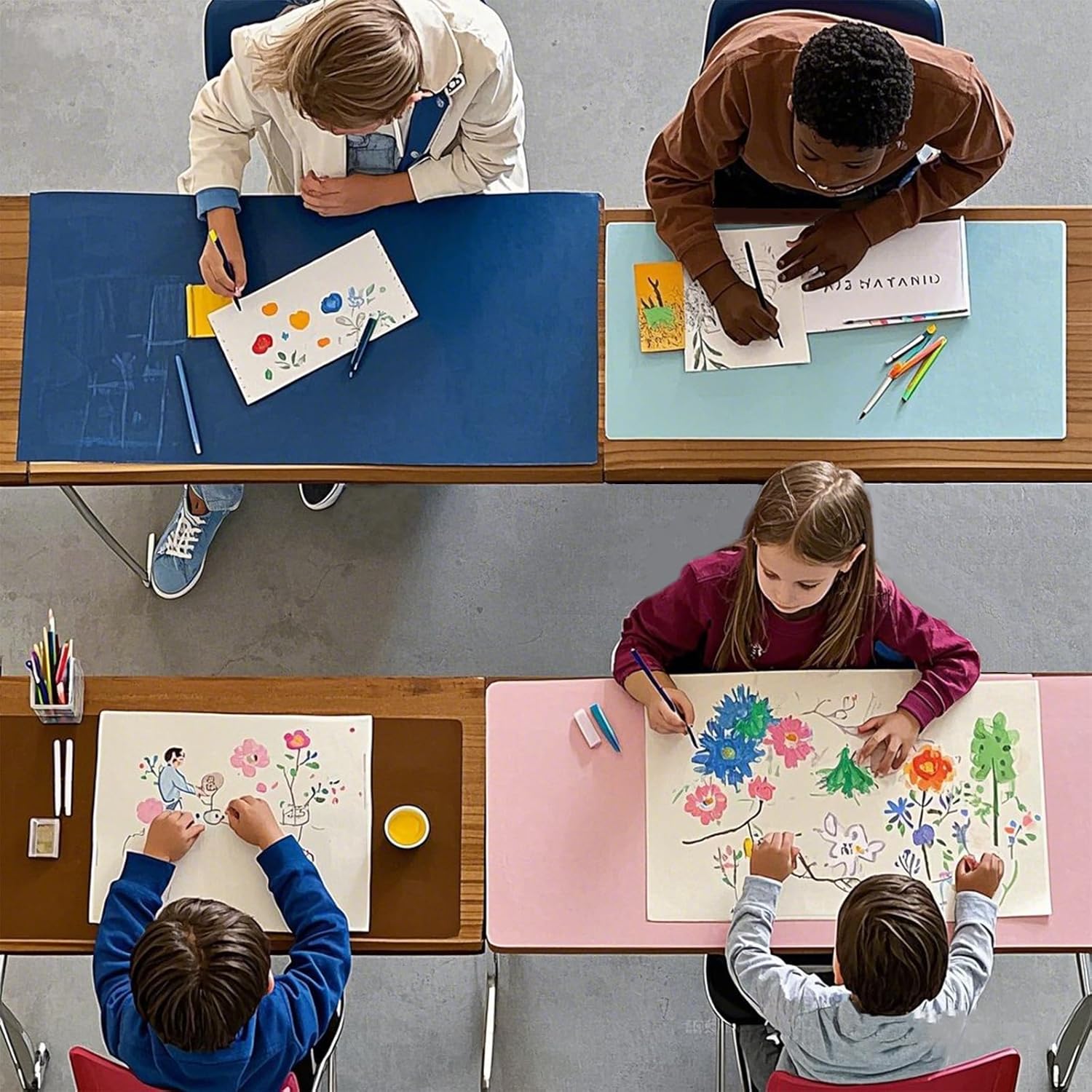 PIDO Reusable Writing Surface Desk Pad, PU with Silicone Coating, Multi-Color Non-Slip Mouse Pad Khaki