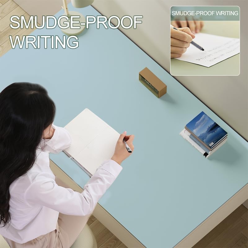 PIDO Reusable Writing Surface Desk Pad, PU with Silicone Coating, Multi-Color Non-Slip Mouse Pad Blue