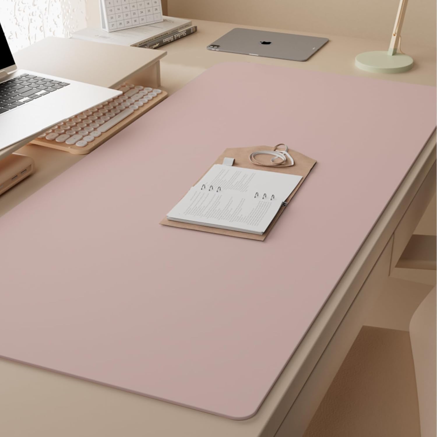 PIDO Reusable Writing Surface Desk Pad, PU with Silicone Coating, Multi-Color Non-Slip Mouse Pad Pink