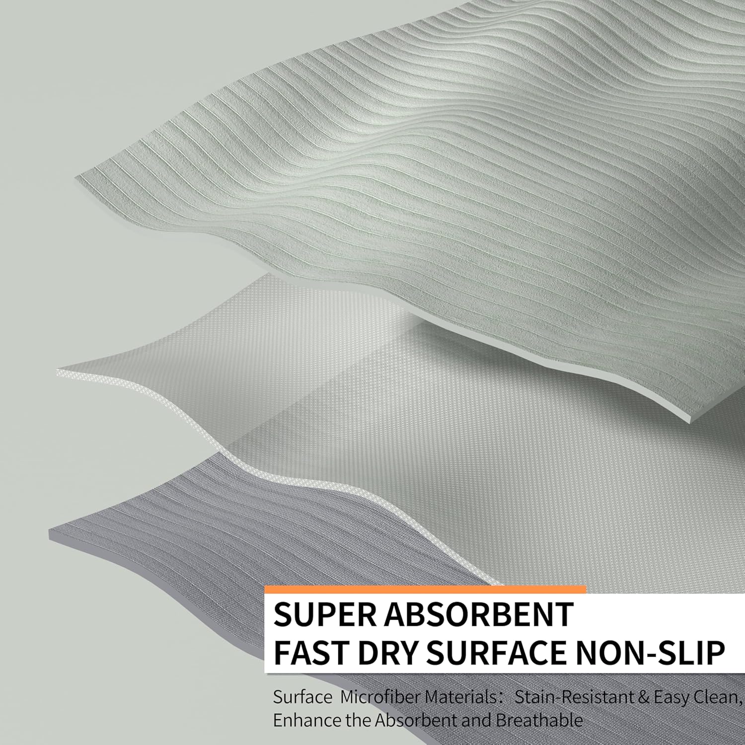 Fitness Mat with Suede Finish, Extra Long and Wide 74 x 26 x 1/3 Thick POE Material, Wavy Texture Non-Slip Design, Reinforced Edges, Includes Carrying Strap Green