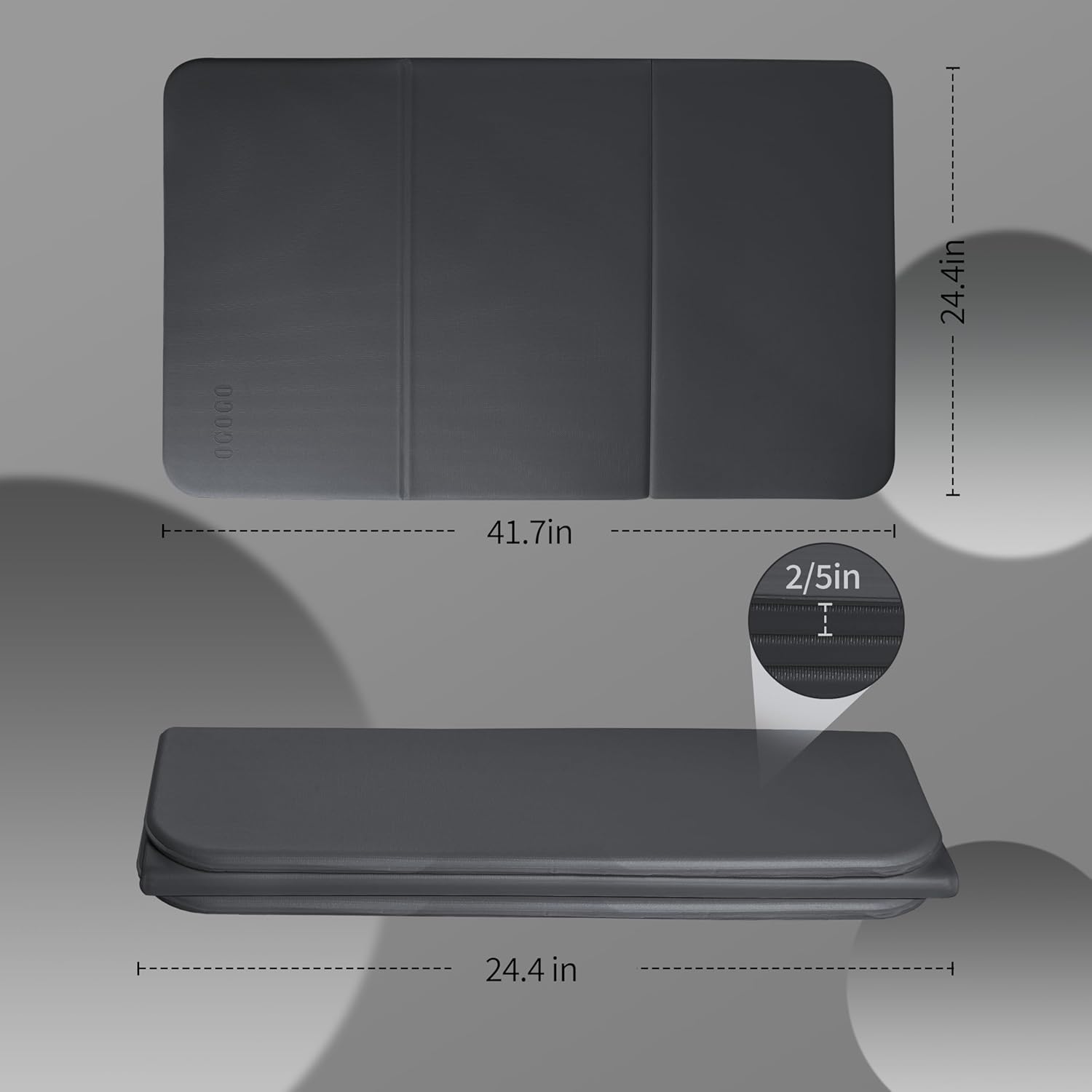 Folding Yoga Mat for Men, 1.0" Thick Yoga Kneeling Pad & 13"x24" POE Push Up Mat, Non-Slip Gym Exercise Mat, Portable Foldable Fitness Cushion for Home, Travel, Kids (Black)