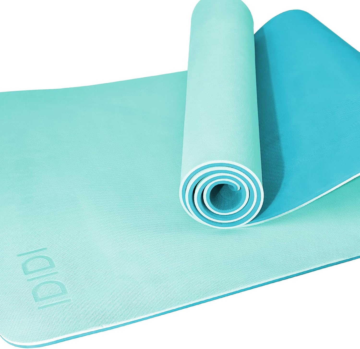 Yoga Mat with Strap,Non-Skid Workout Mat,8mm Thick Yoga Mat,POE Yoga Mats for Women Men Kids,Exercise Mat with Easy-Cinch,72"x24"x0.32” (183x61x0.8cm)  Light Green +Teal