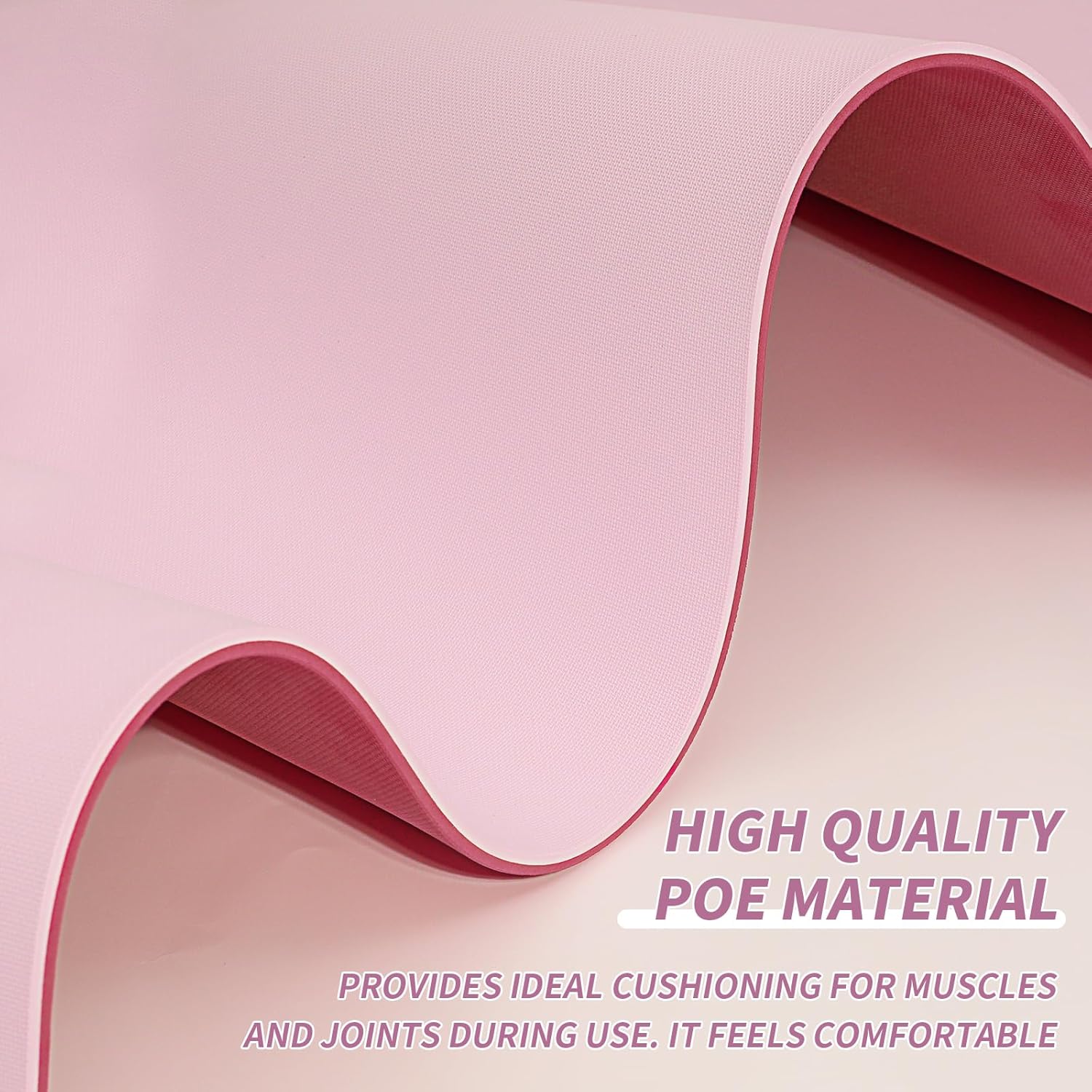 Yoga Mat with Strap,Non-Skid Workout Mat,8mm Thick Yoga Mat,POE Yoga Mats for Women Men Kids,Exercise Mat with Easy-Cinch,72"x24"x0.32” (183x61x0.8cm) Pink+red