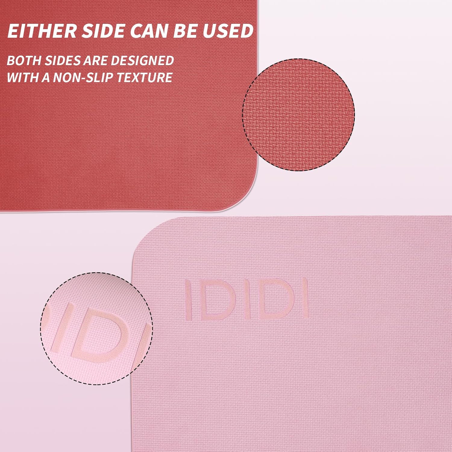 Yoga Mat with Strap,Non-Skid Workout Mat,8mm Thick Yoga Mat,POE Yoga Mats for Women Men Kids,Exercise Mat with Easy-Cinch,72"x24"x0.32” (183x61x0.8cm) Pink+red