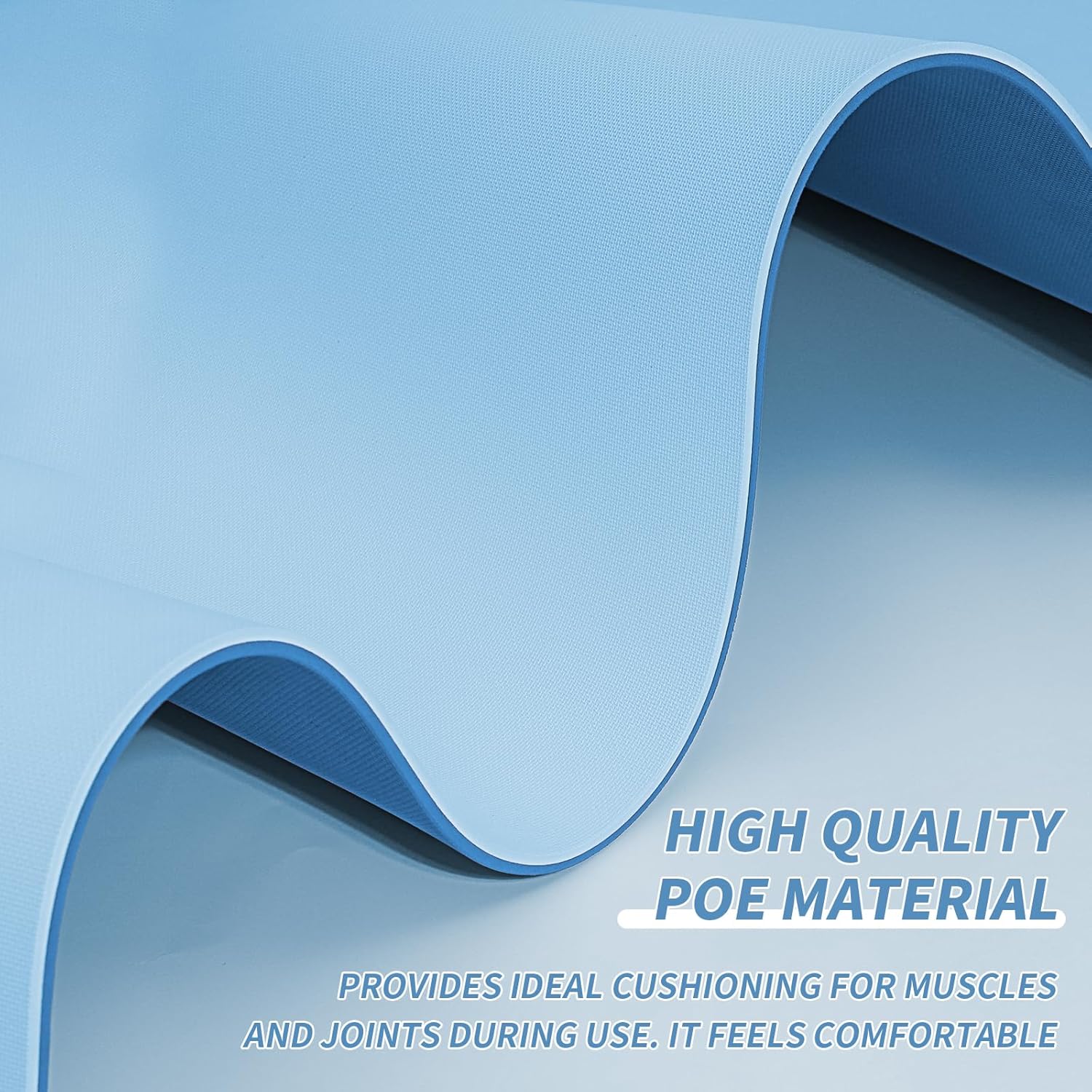 Yoga Mat with Strap,Non-Skid Workout Mat,8mm Thick Yoga Mat,POE Yoga Mats for Women Men Kids,Exercise Mat with Easy-Cinch,72"x24"x0.32” (183x61x0.8cm) Space Blue +Ocean Blue