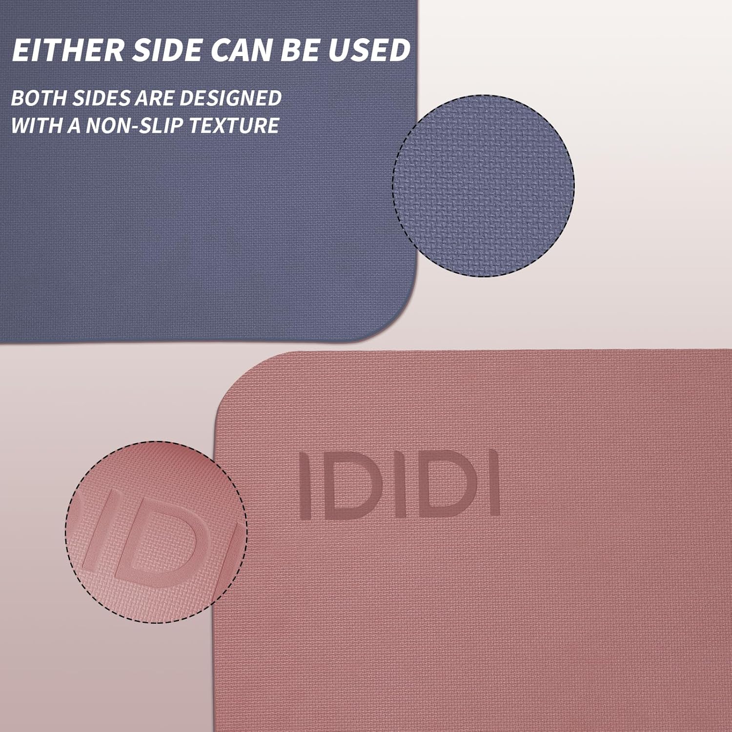 Yoga Mat with Strap,Non-Skid Workout Mat,8mm Thick Yoga Mat,POE Yoga Mats for Women Men Kids,Exercise Mat with Easy-Cinch,72"x24"x0.32” (183x61x0.8cm)  Deep Pink+ Gray