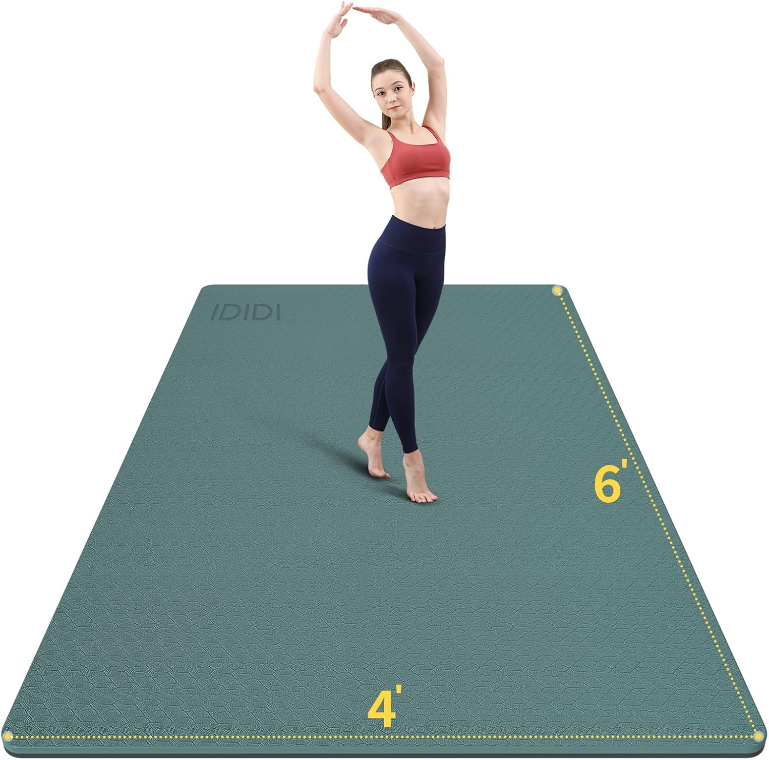 Yoga Mat with Strap,Non-Skid Workout Mat,8mm Thick Yoga Mat,POE Yoga Mats for Women Men Kids,Exercise Mat with Easy-Cinch,72"x24"x0.32” (183x61x0.8cm)   Deep Green +Gray