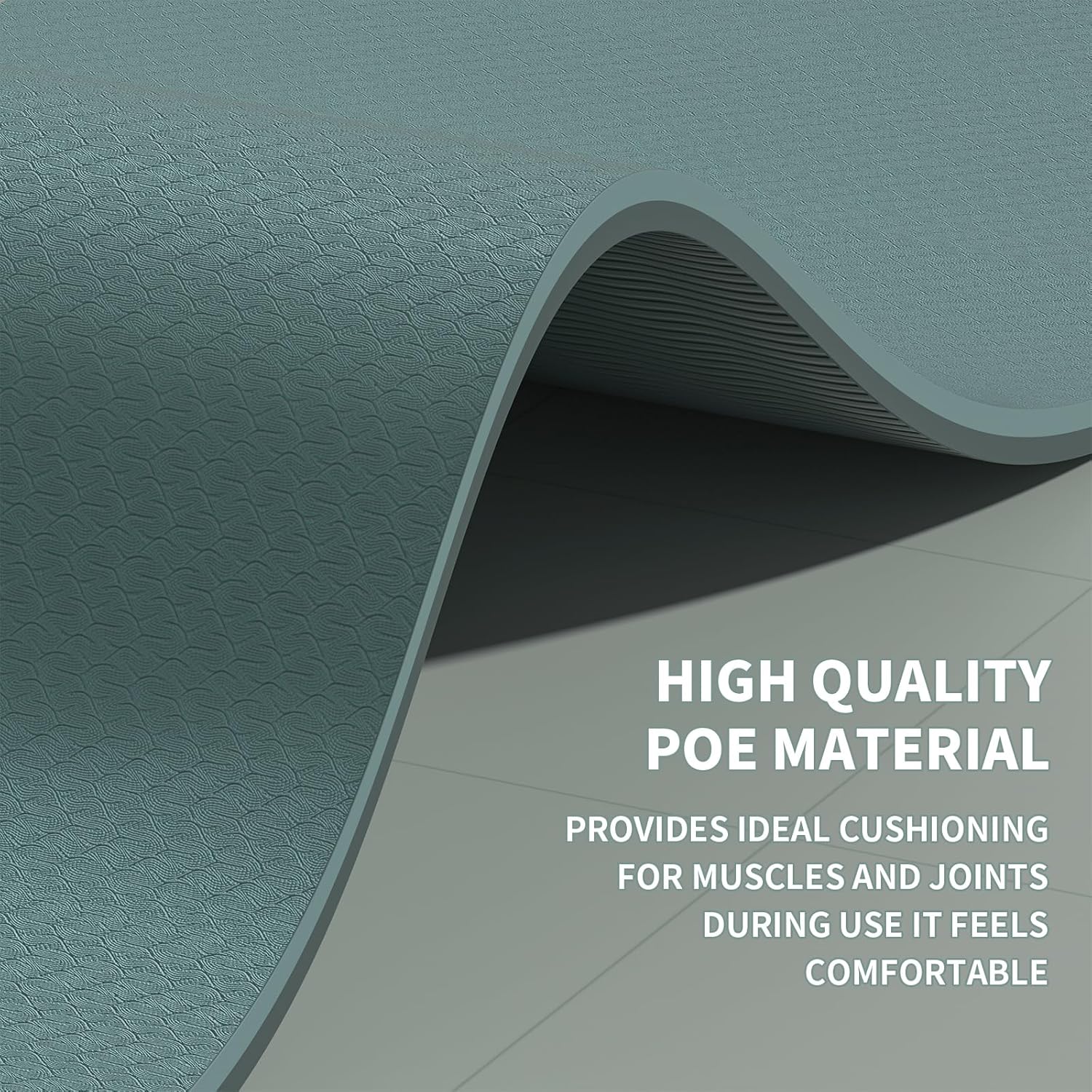 Yoga Mat with Strap,Non-Skid Workout Mat,8mm Thick Yoga Mat,POE Yoga Mats for Women Men Kids,Exercise Mat with Easy-Cinch,72"x24"x0.32” (183x61x0.8cm)   Deep Green +Gray