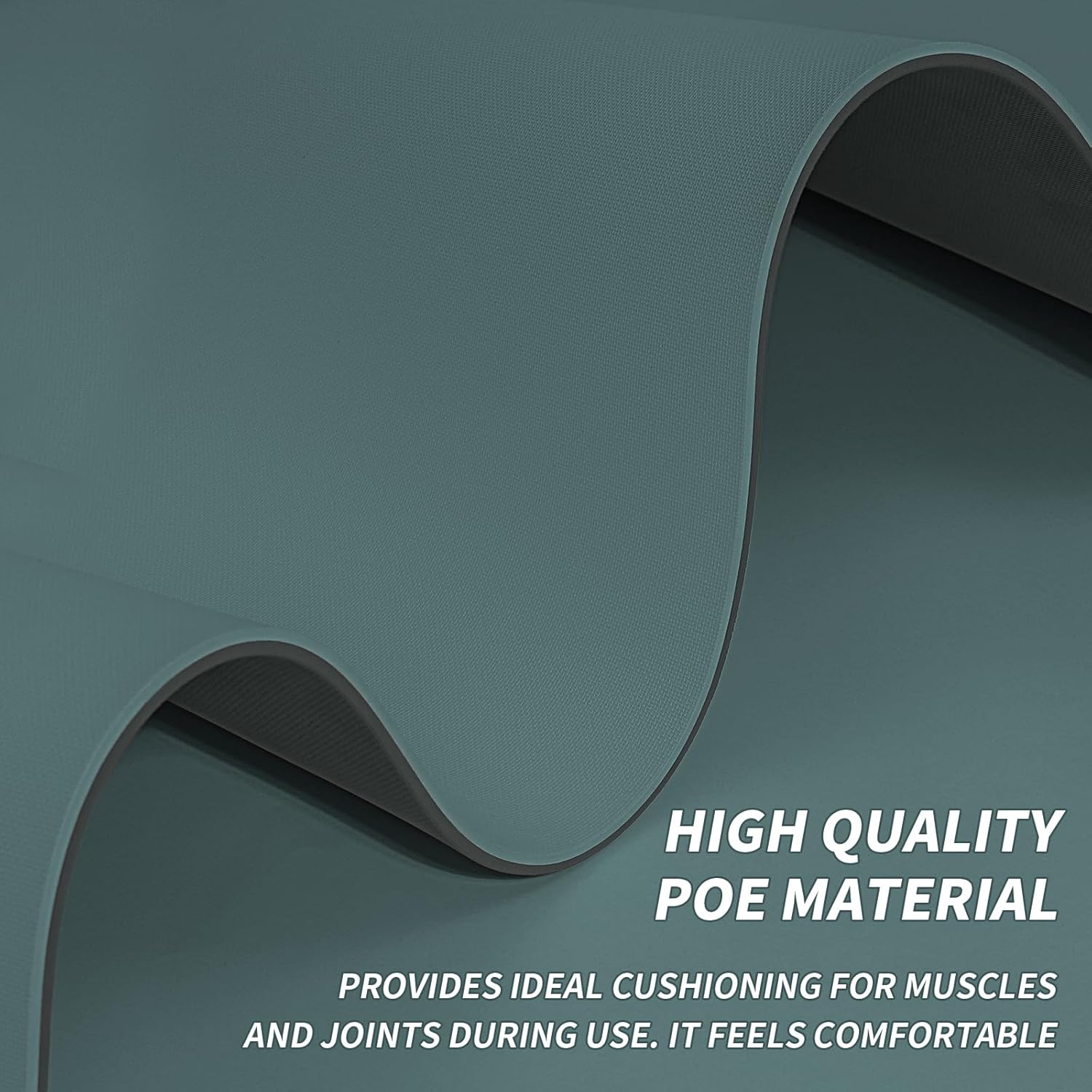 Yoga Mat with Strap,Non-Skid Workout Mat,8mm Thick Yoga Mat,POE Yoga Mats for Women Men Kids,Exercise Mat with Easy-Cinch,72"x24"x0.32” (183x61x0.8cm)  Deep Green+ Gray