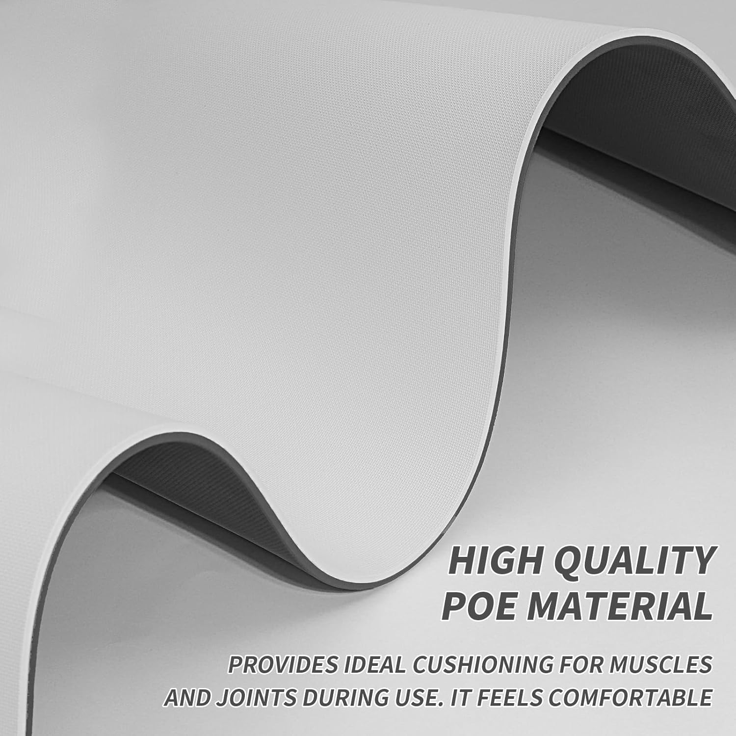 Yoga Mat with Strap,Non-Skid Workout Mat,8mm Thick Yoga Mat,POE Yoga Mats for Women Men Kids,Exercise Mat with Easy-Cinch,72"x24"x0.32” (183x61x0.8cm)   Gray+Black