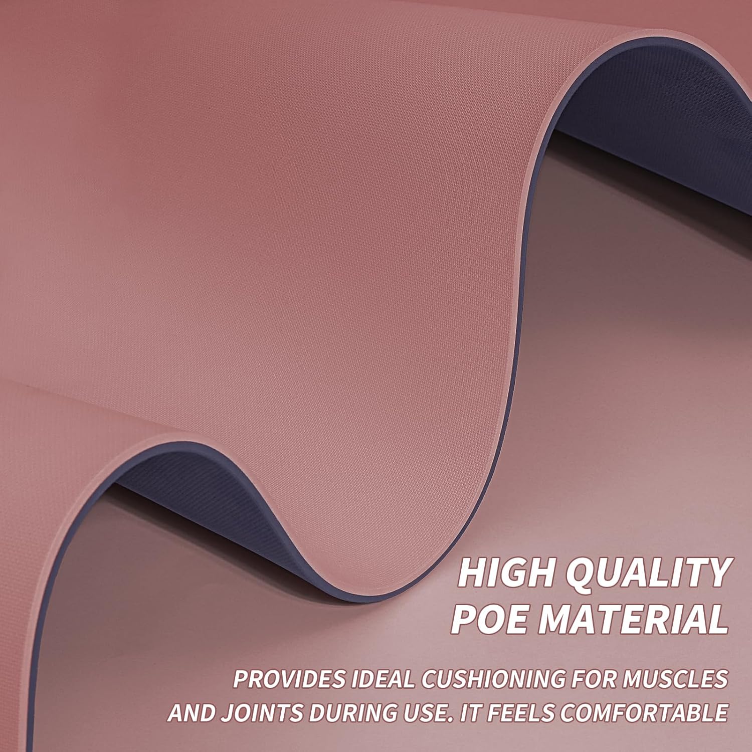 Yoga Mat with Strap,Non-Skid Workout Mat,8mm Thick Yoga Mat,POE Yoga Mats for Women Men Kids,Exercise Mat with Easy-Cinch,72"x24"x0.32” (183x61x0.8cm)  Deep Pink+ Gray