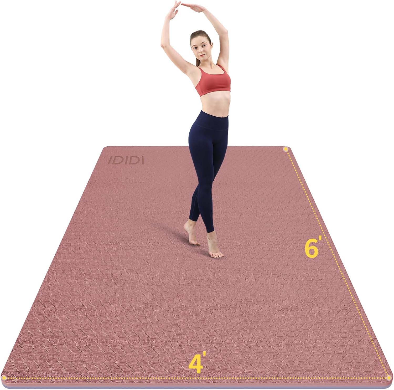 Yoga Mat with Strap,Non-Skid Workout Mat,8mm Thick Yoga Mat,POE Yoga Mats for Women Men Kids,Exercise Mat with Easy-Cinch,72"x24"x0.32” (183x61x0.8cm)   Deep pink +Grey