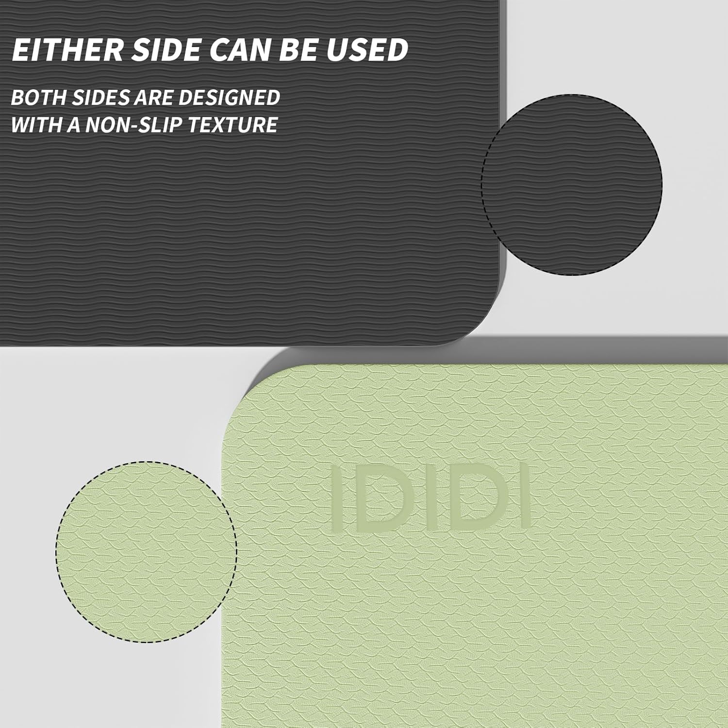 Yoga Mat with Strap,Non-Skid Workout Mat,8mm Thick Yoga Mat,POE Yoga Mats for Women Men Kids,Exercise Mat with Easy-Cinch,72"x24"x0.32” (183x61x0.8cm)   Green+Black