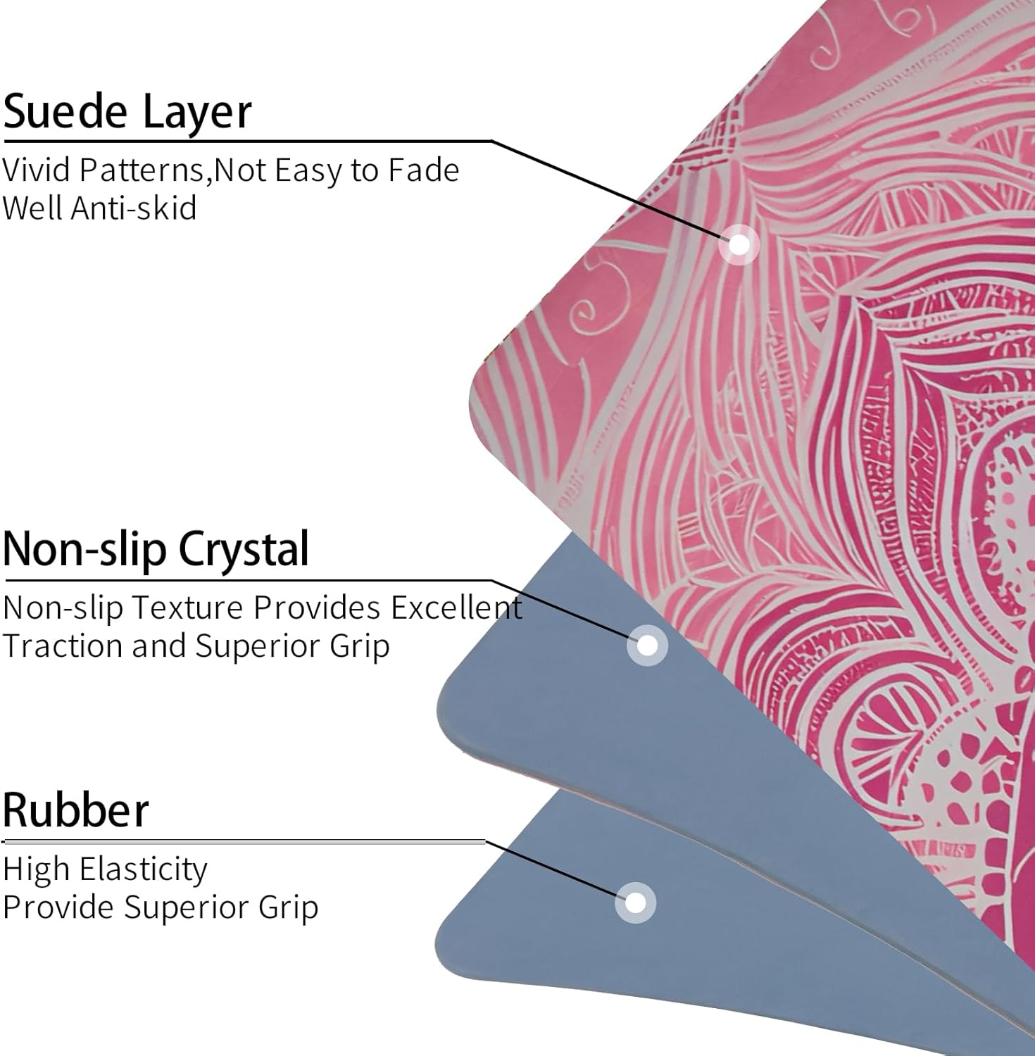 Hot Yoga Mat Printed, Thick 6mm Non Slip Suede tpe yoga Mat with Strap for Women Men Yoga, Pilates, Exercise, Fitness, Floor, Workouts  Pink  Lotus