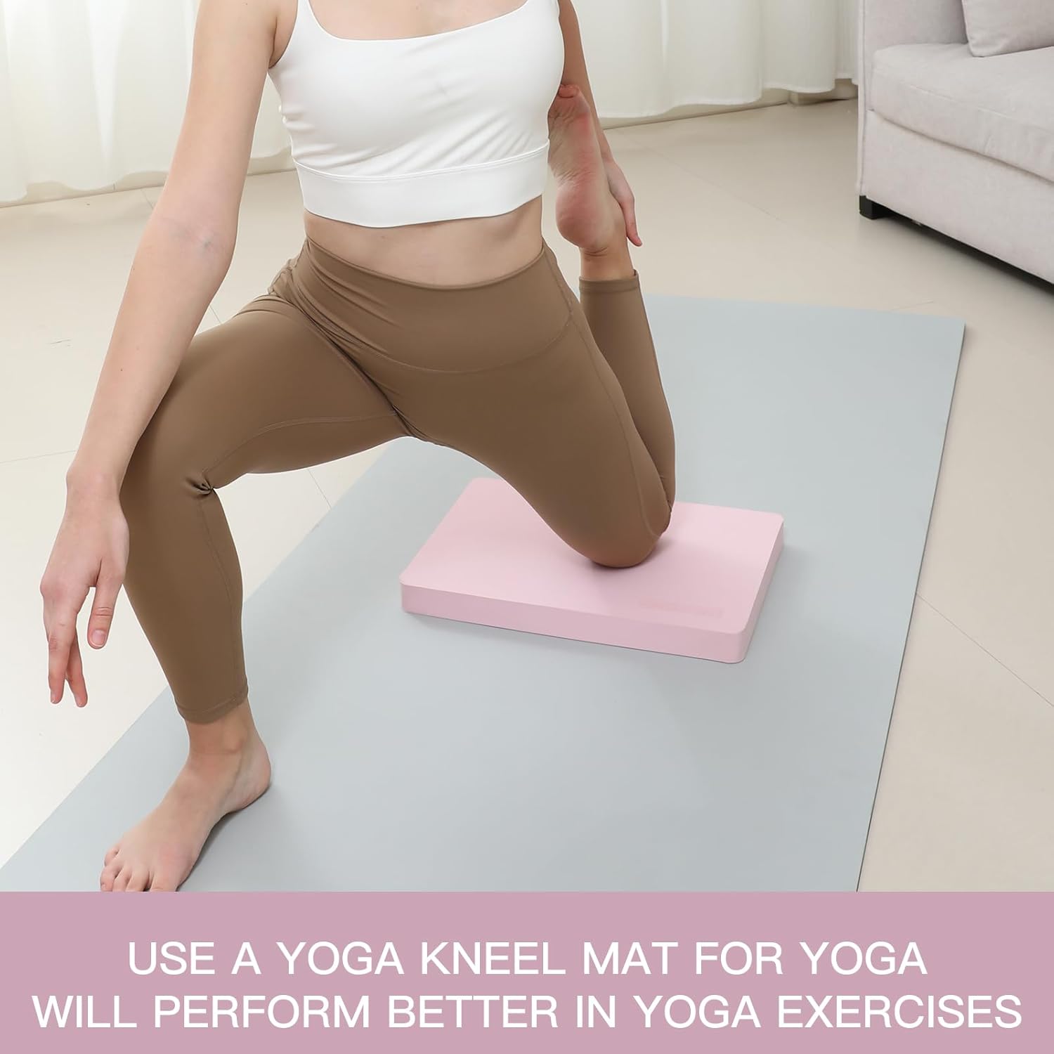 Yoga kneeling mat, 1.5in Thick,Knee Push-ups, Plank Support & Yoga Elbows/Knees Mat Provides Cushion for Kneeling & Elbows Pink