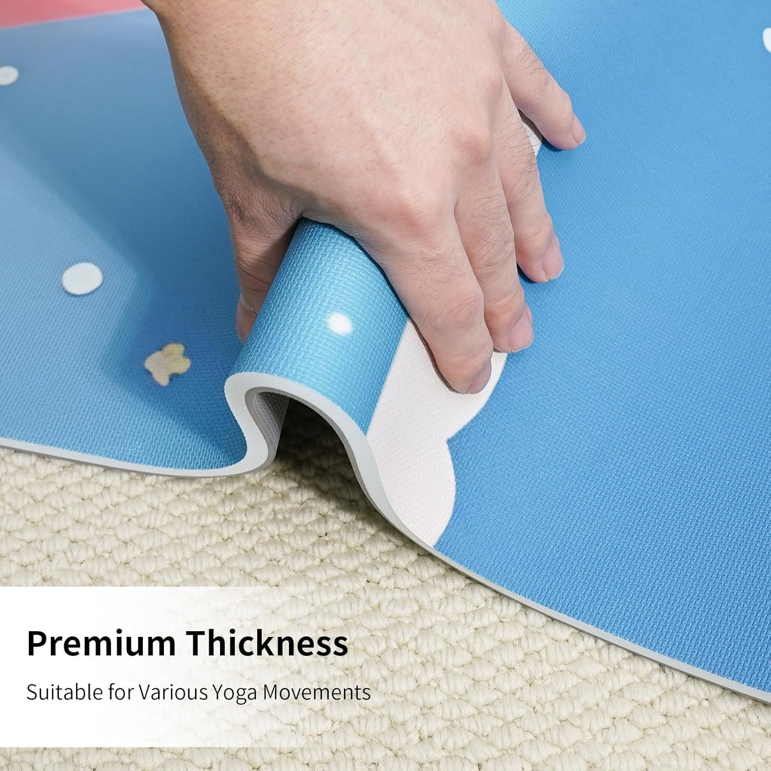 Non Slip Yoga Mat Thick (8MM,0.31"), POE Material High Rebound,Suitable for Yoga, Pilates, Fitness, and More, Provides Superior Cushioning and Support, Durable and Long-Lasting (72" x 24") with Carrying Strap