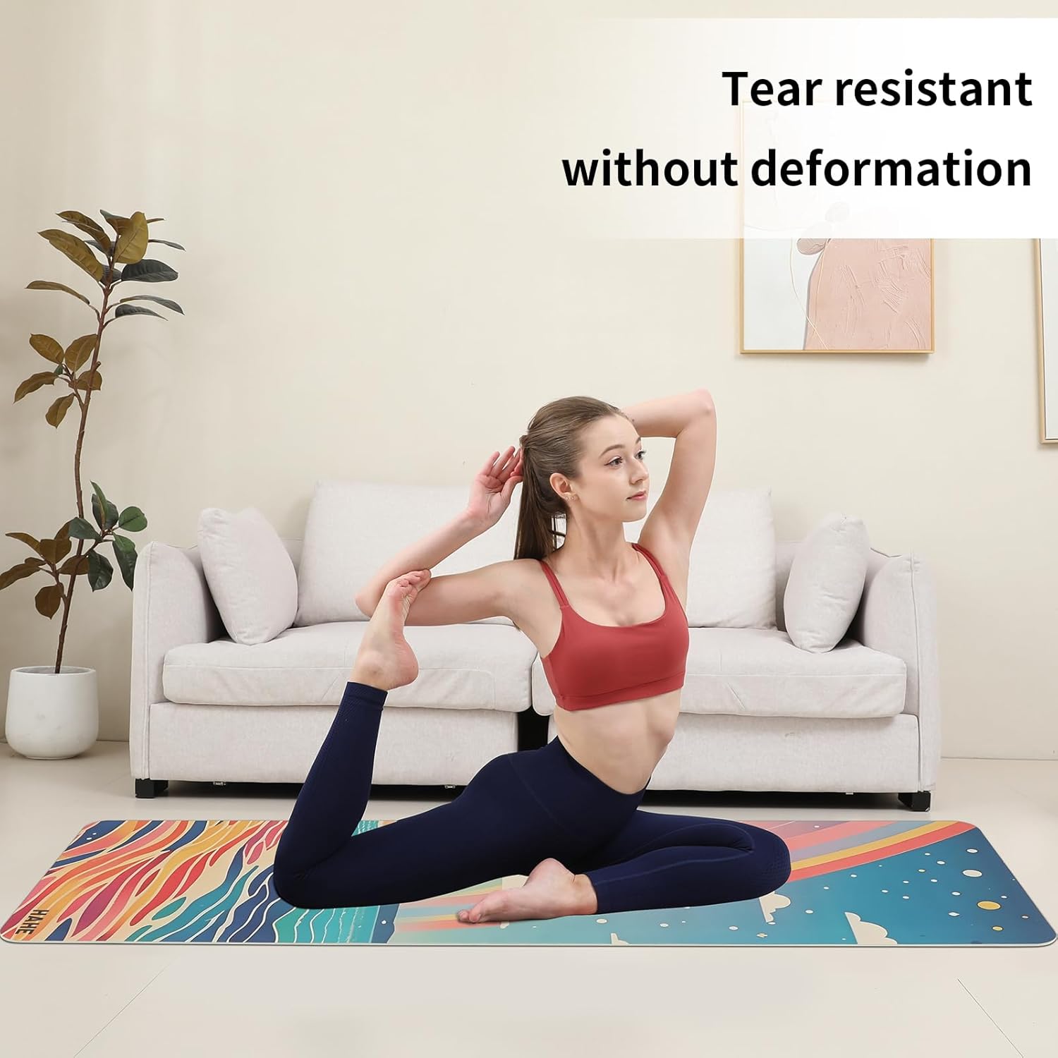 Non Slip Yoga Mat Thick (8MM,0.31"), POE Material High Rebound,Suitable for Yoga, Pilates, Fitness, and More, Provides Superior Cushioning and Support, Durable and Long-Lasting (72" x 24") with Carrying Strap