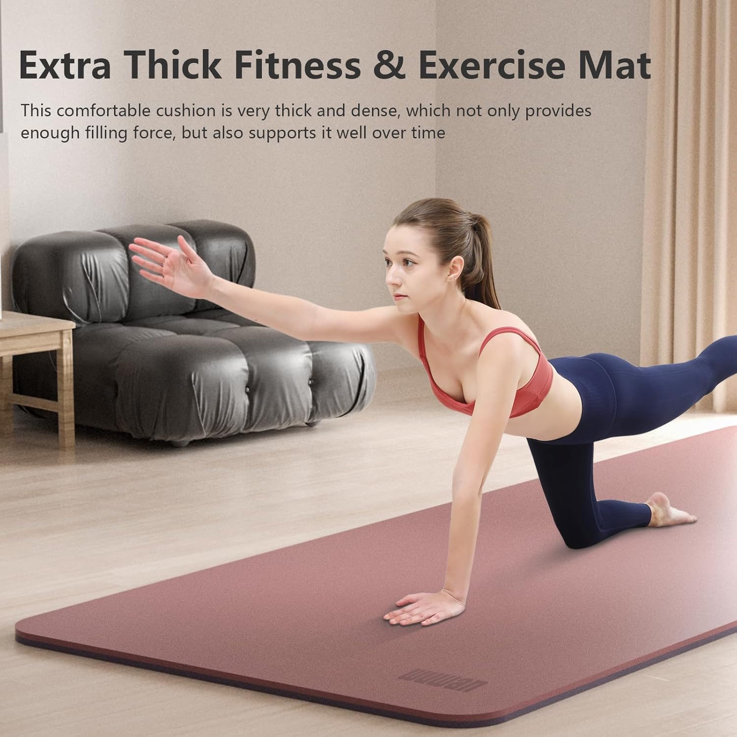 Large Yoga Mat - 80CM Wide Yoga Matt Non-Slip Thick 1/3 Inch Eco-Friendly Exercise Mat with Carrying Strap for Women Yoga, Pilates, Home Workouts (72x32")