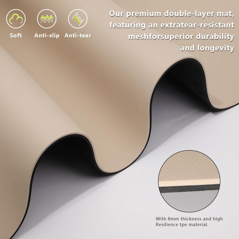 Large Yoga Mat - 80CM Wide Yoga Matt Non-Slip Thick 1/3 Inch Eco-Friendly Exercise Mat with Carrying Strap for Women Yoga, Pilates, Home Workouts (72x32") Milk coffee