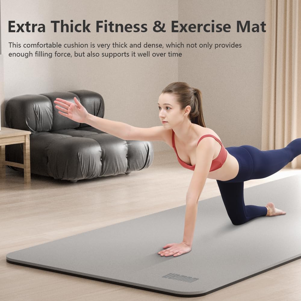 Large Yoga Mat - 80CM Wide Yoga Matt Non-Slip Thick 1/3 Inch Eco-Friendly Exercise Mat with Carrying Strap for Women Yoga, Pilates, Home Workouts (72x32")